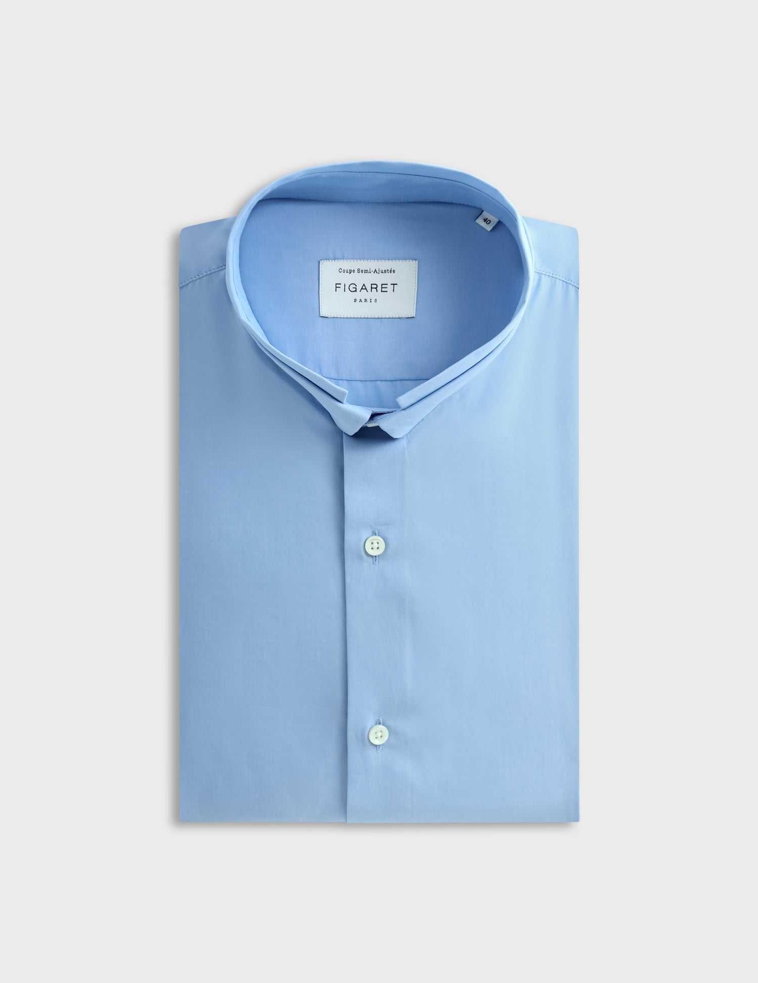 semi-fitted Light blue shirt - Poplin - Double Collar