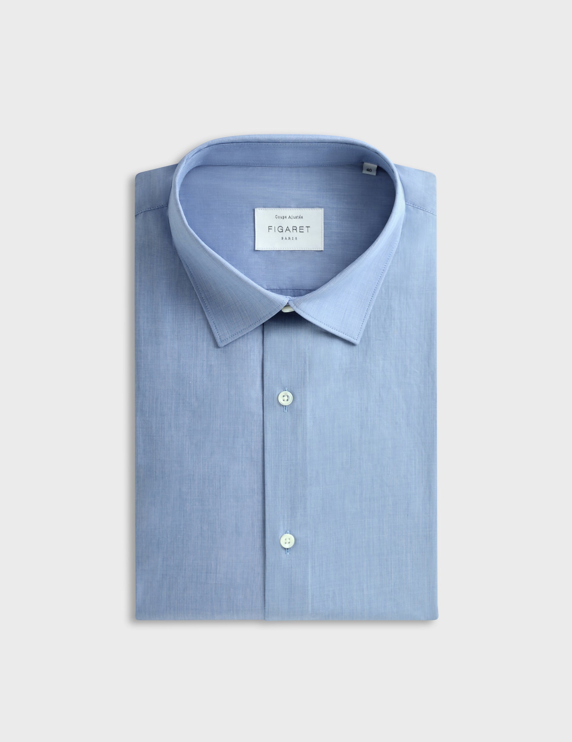 Blue fil à fil shirt - Wire to wire - Figaret Collar