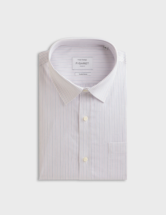 Striped purple classic shirt - Poplin - Figaret Collar