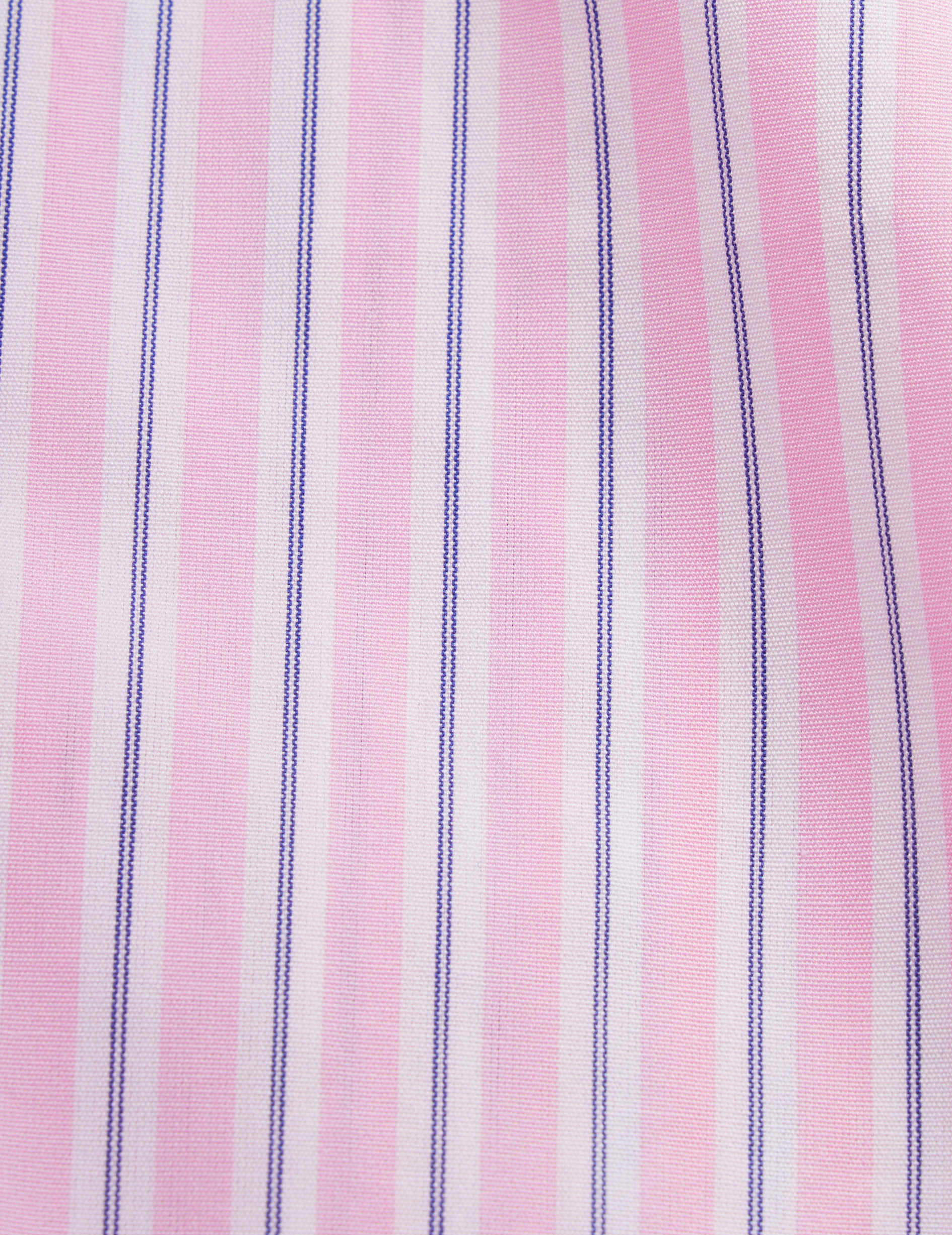 Striped pink semi-fitted shirt - Poplin - Figaret Collar