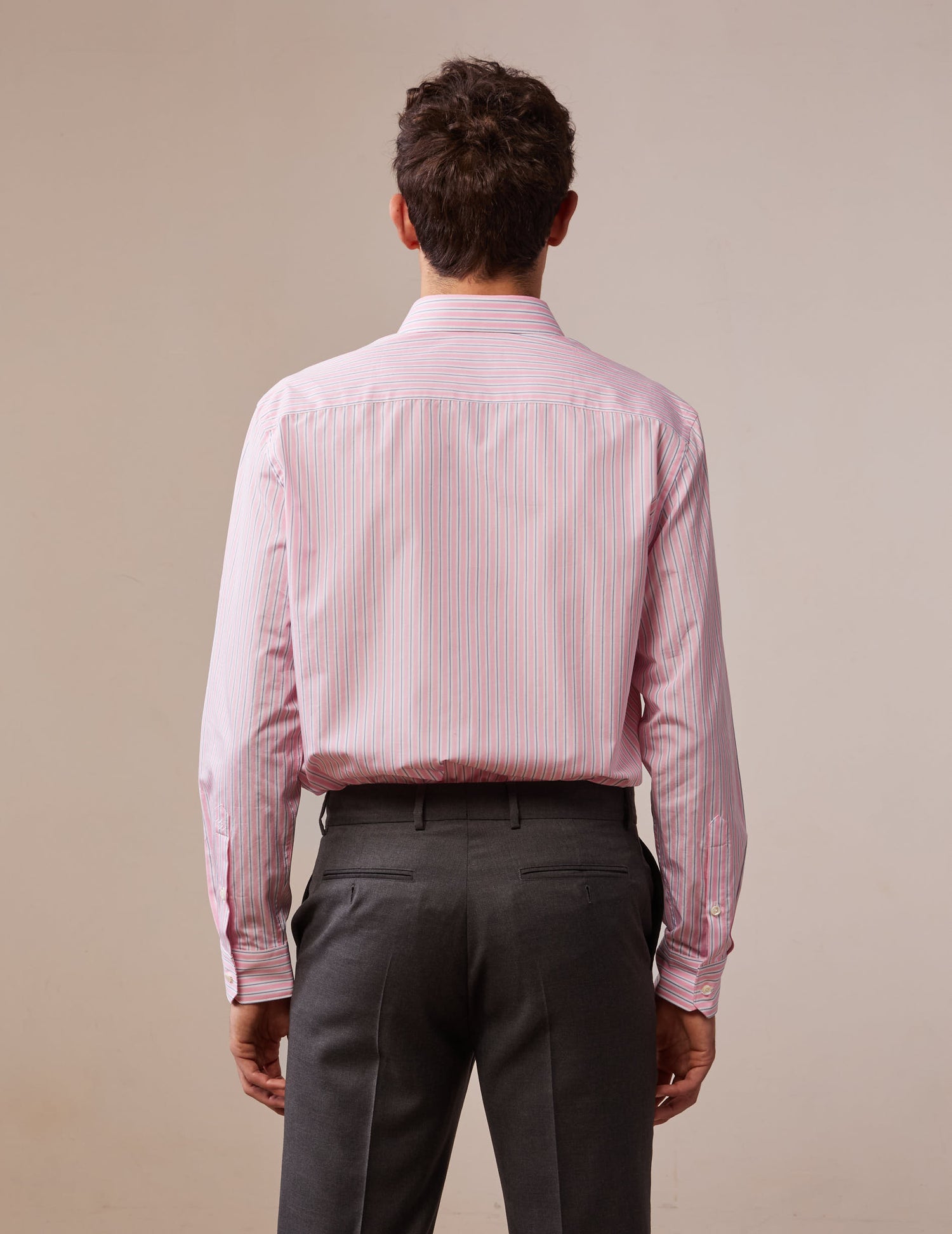 Striped pink semi-fitted shirt - Poplin - Figaret Collar#4