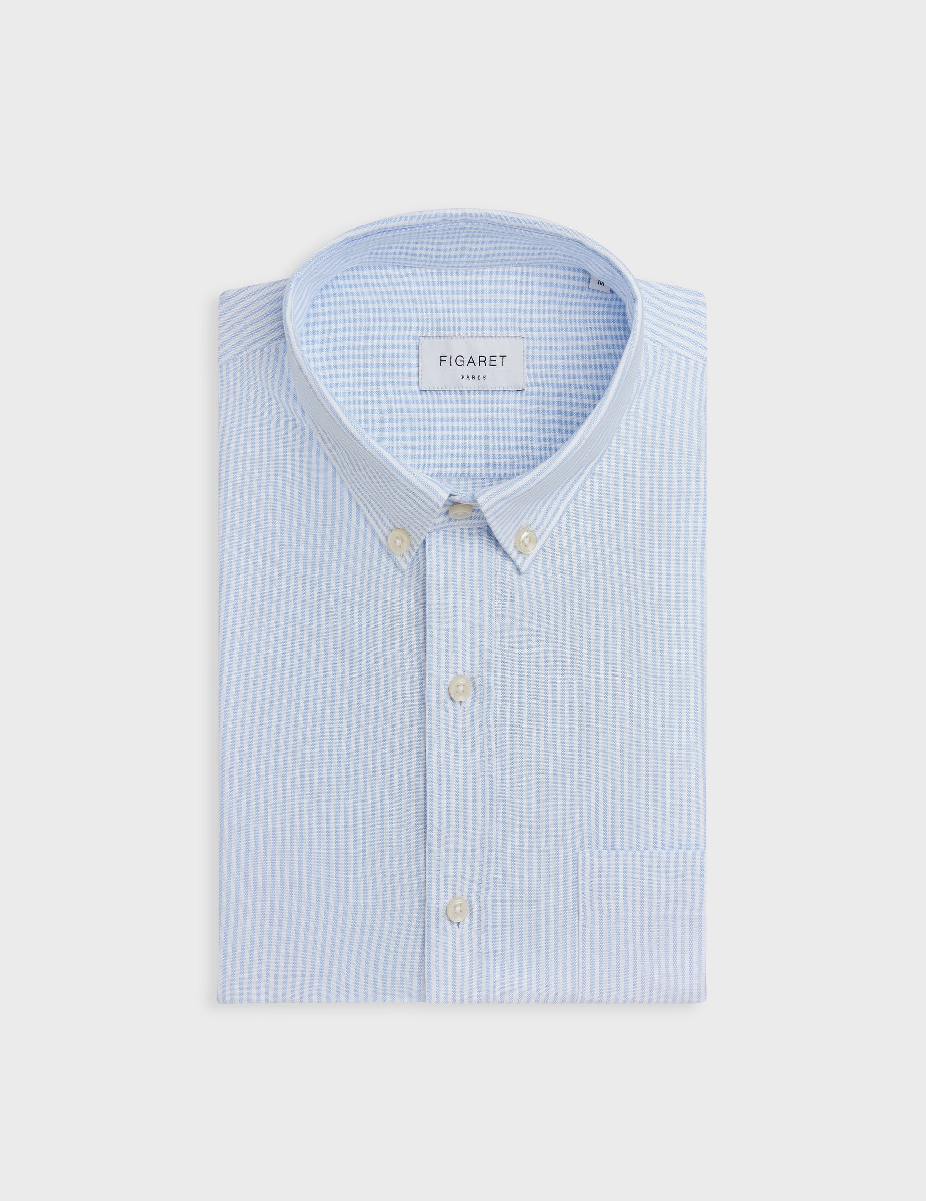 Striped light blue Gabriel shirt - Oxford - American Collar