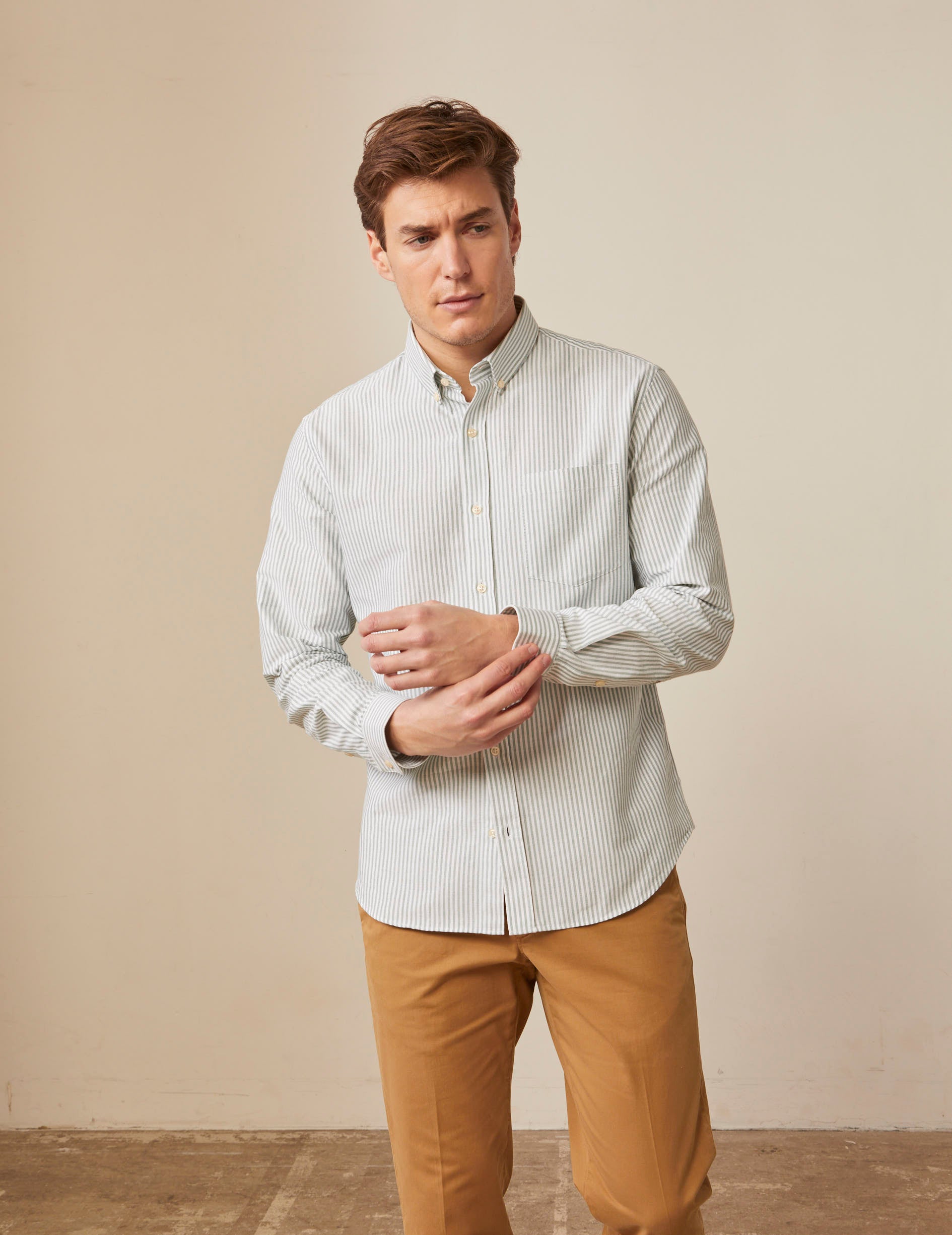 Striped green Gabriel shirt - Oxford - American Collar