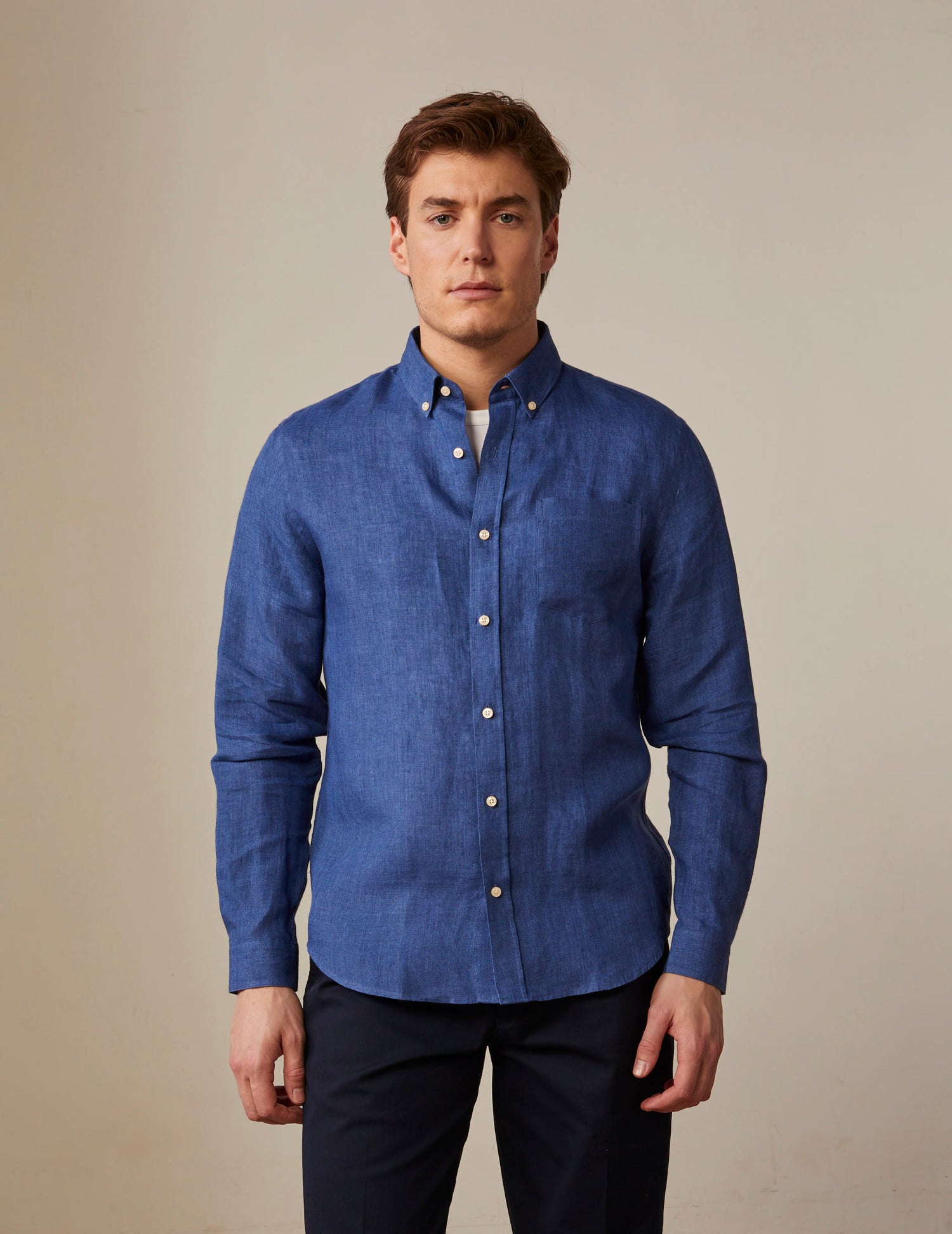 Gabriel blue linen shirt - Linen - American Collar#3
