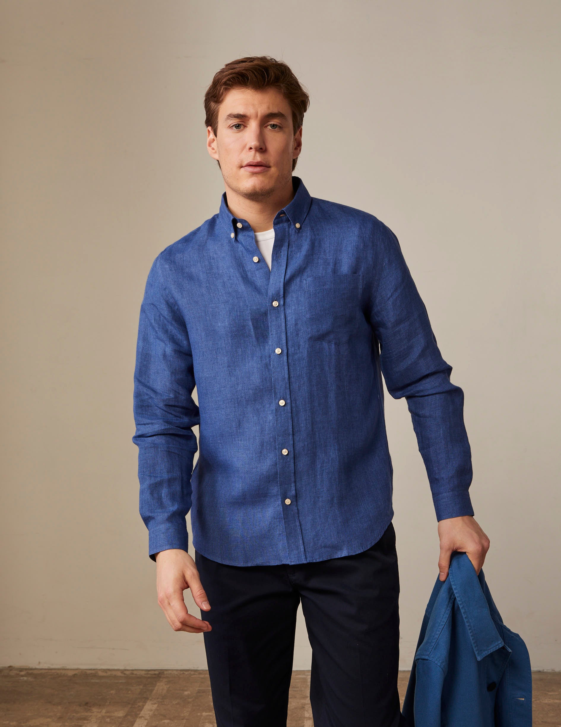 Gabriel blue linen shirt - Linen - American Collar