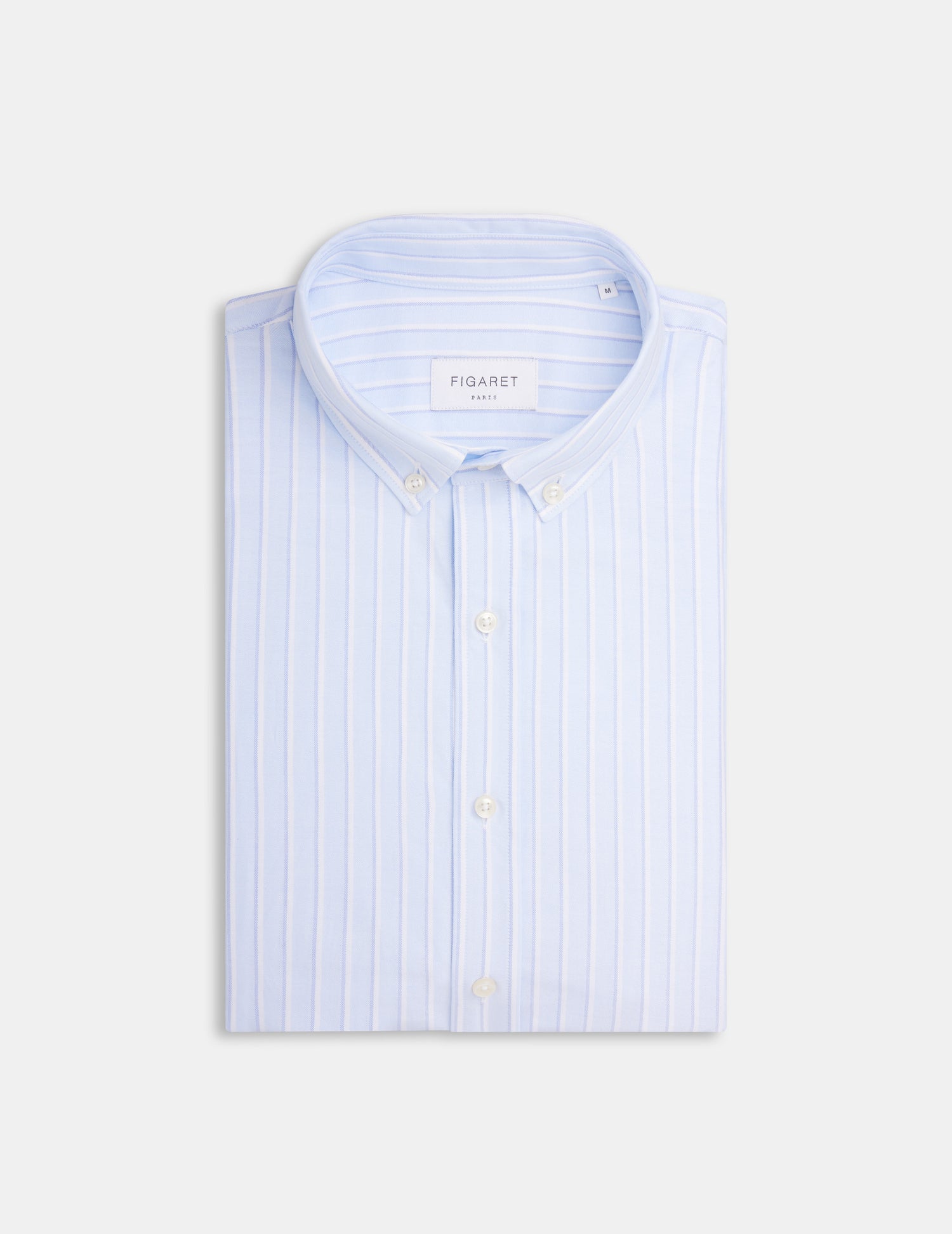 Striped light blue Gaspard shirt - Oxford - American Collar#3