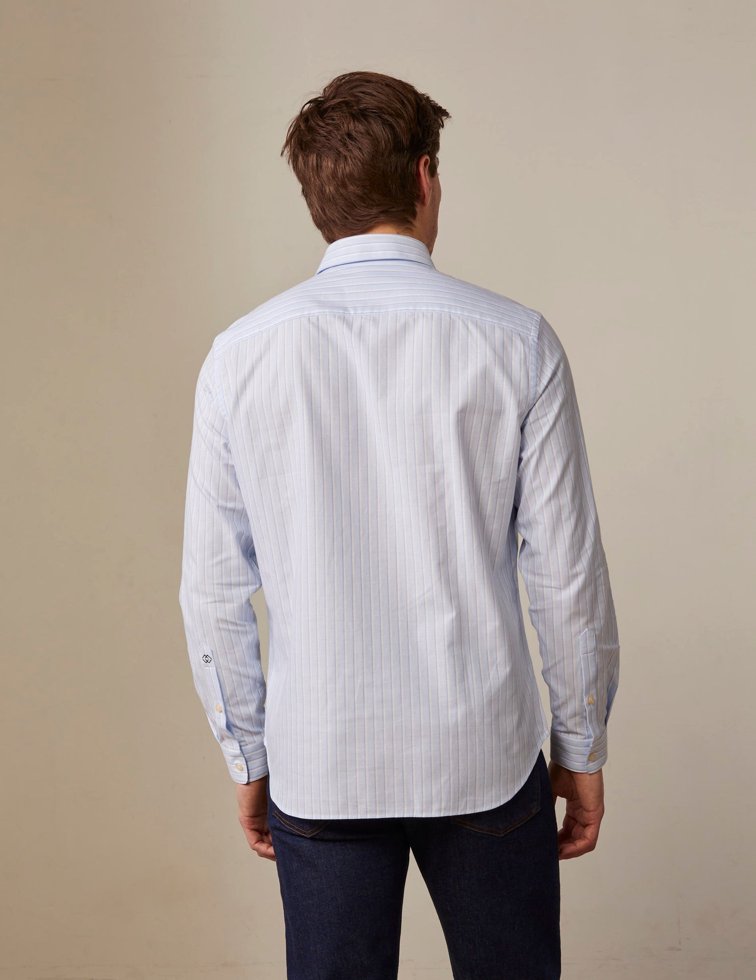 Striped light blue Gaspard shirt - Oxford - American Collar#2