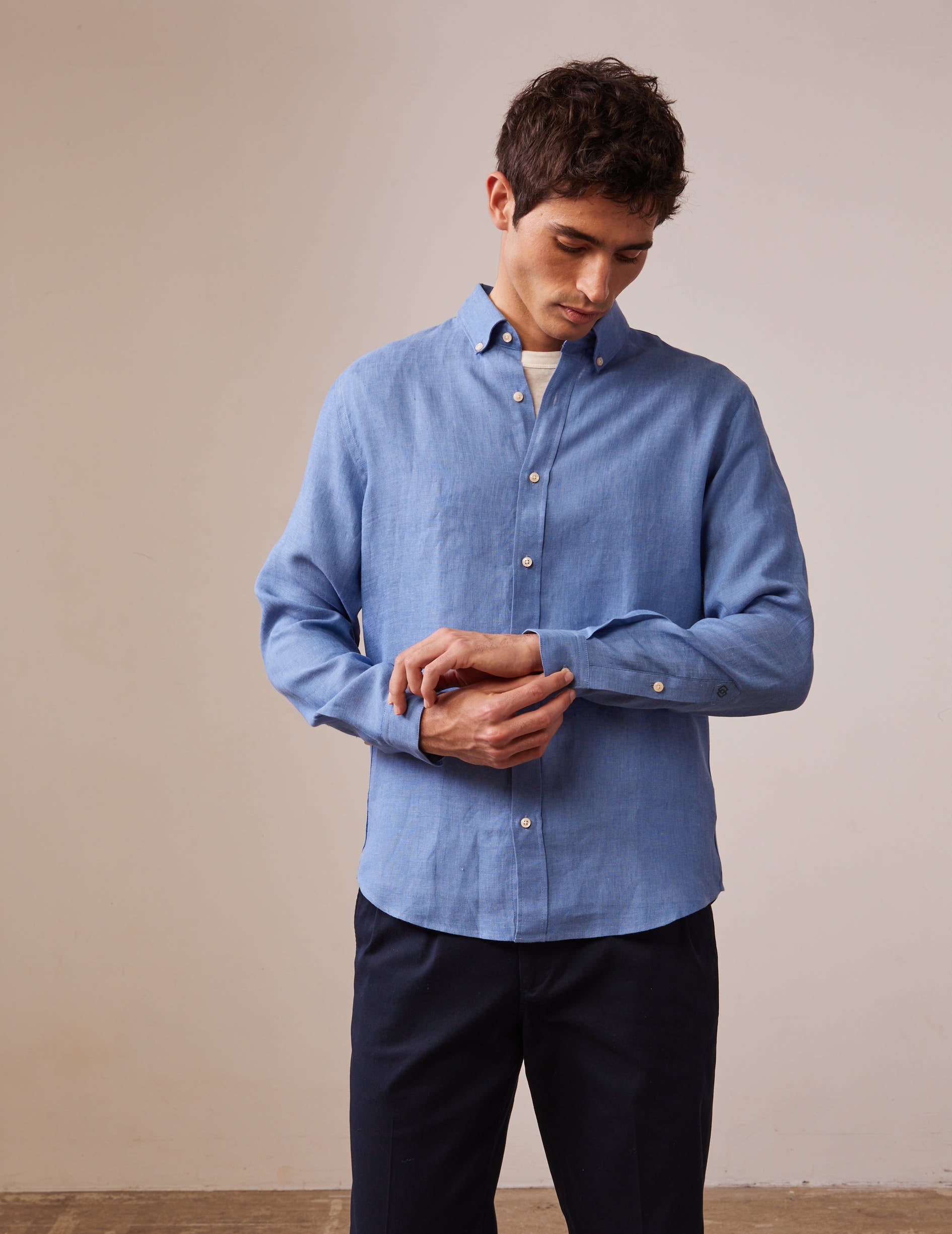 Gaspard shirt in blue linen - Linen - American Collar