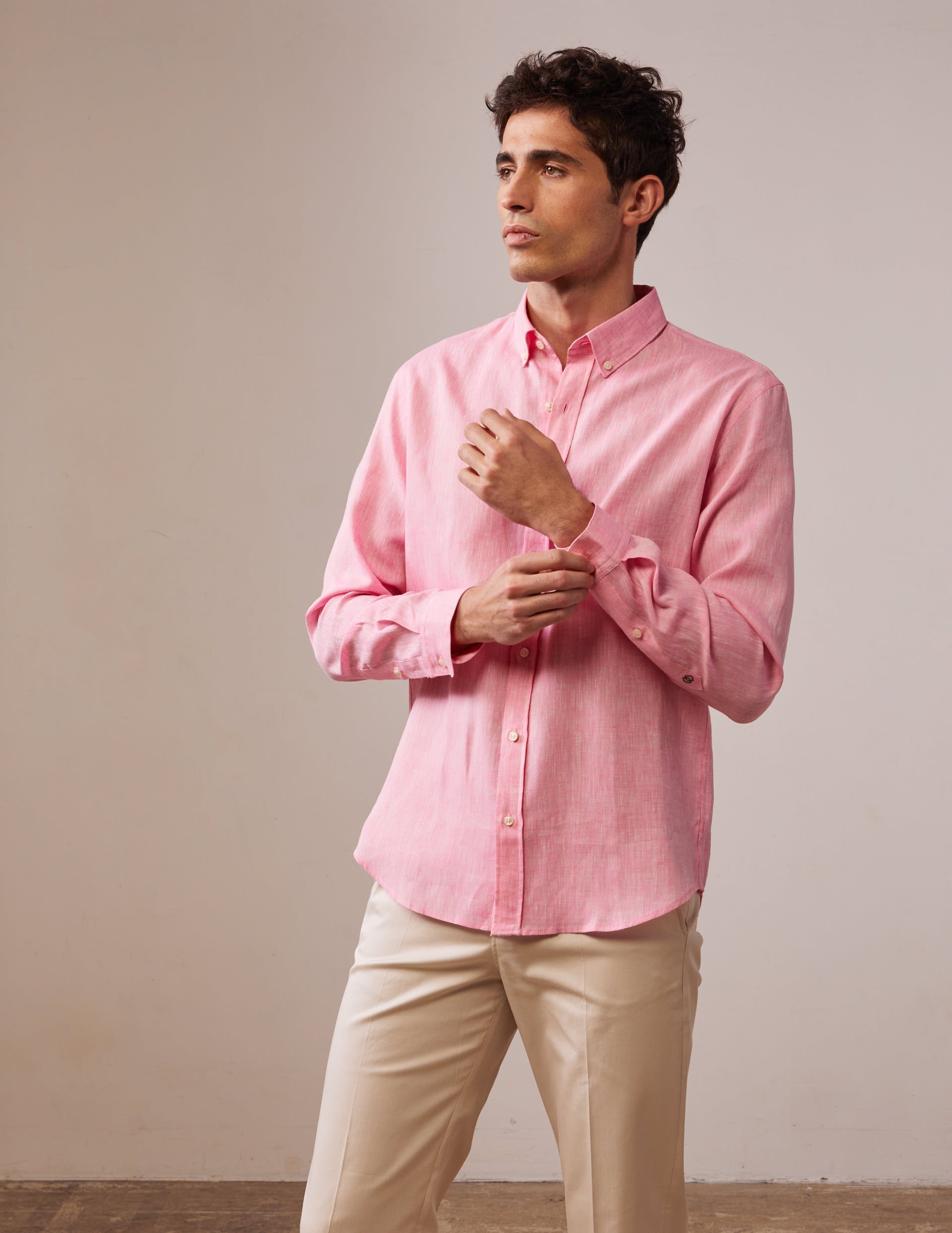 Gaspard shirt in pink linen