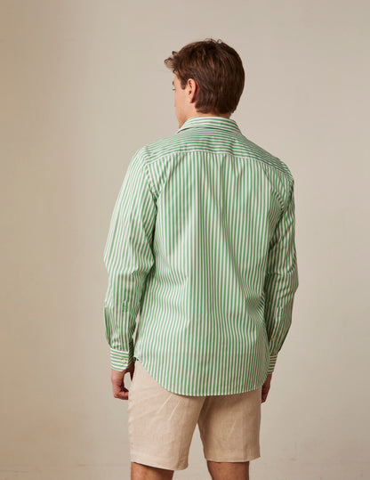 Striped green semi-fitted shirt