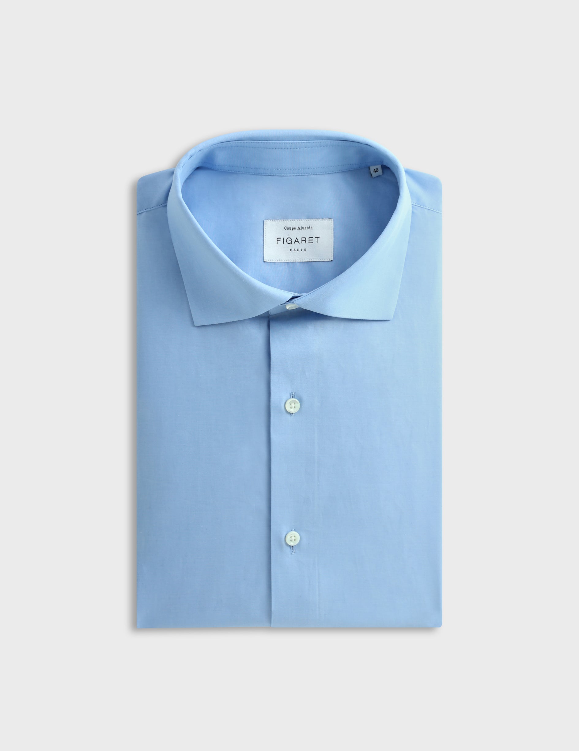 Plain poplin shirt with Italian collar - Poplin - Italian Collar