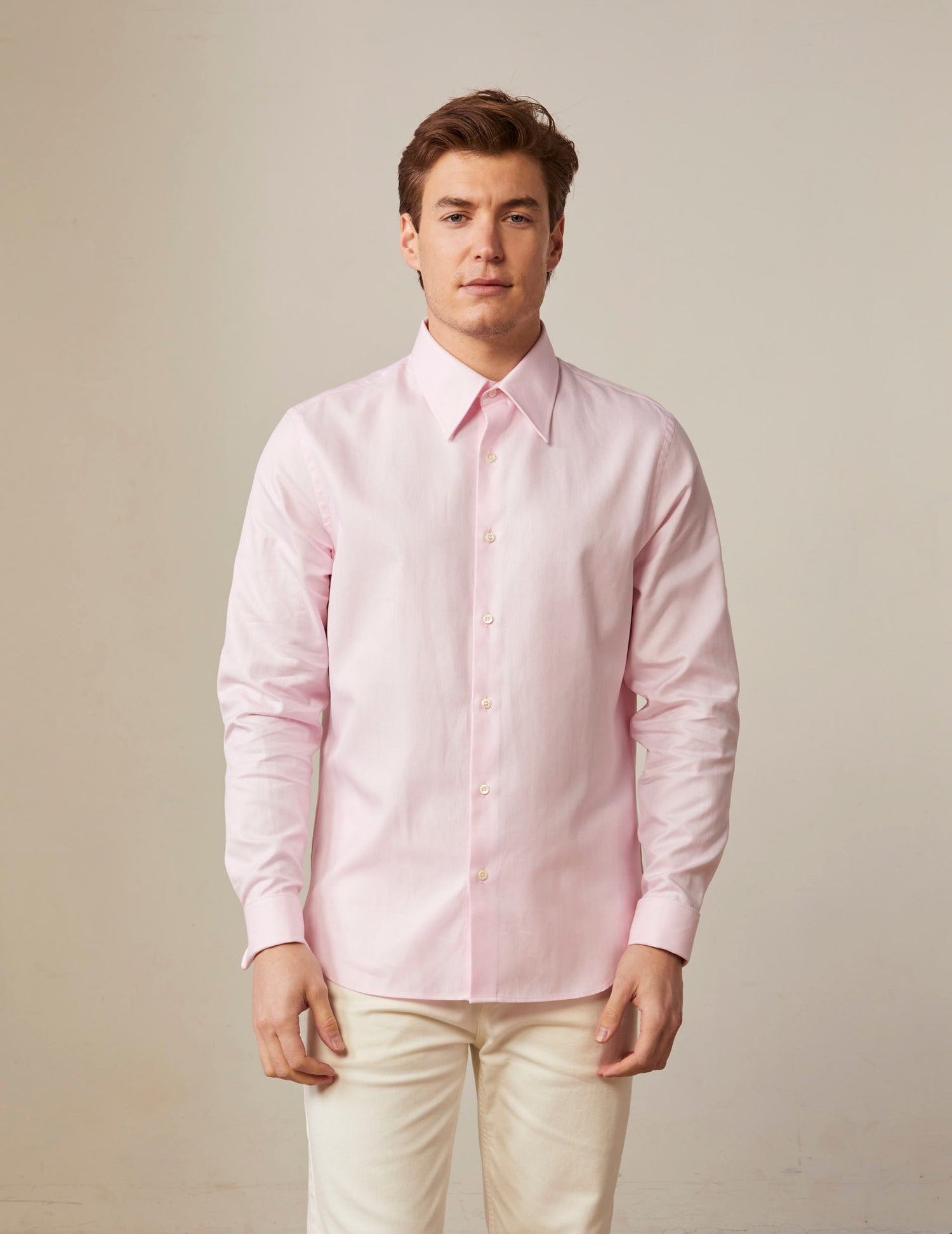 Light pink semi-fitted shirt - Chevron - Majestic Collar - French Cuffs#5