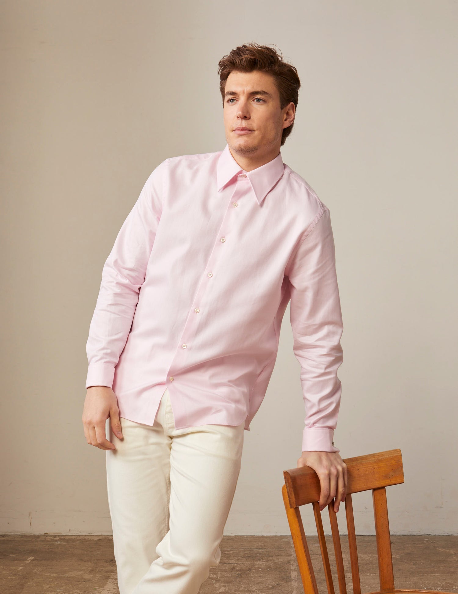 Light pink semi-fitted shirt - Chevron - Majestic Collar - French Cuffs#3