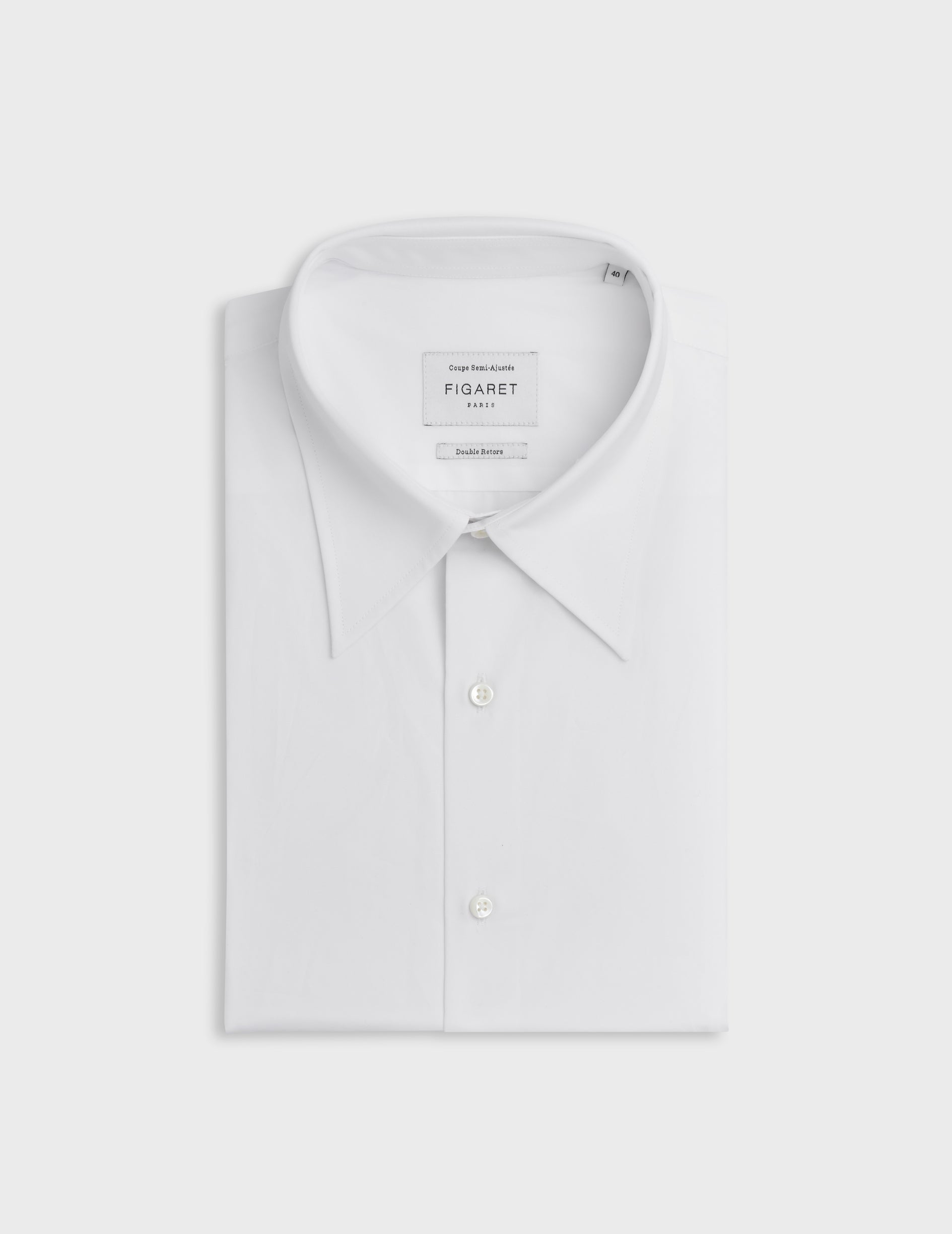 White semi-fitted shirt - Poplin - Majestic Collar