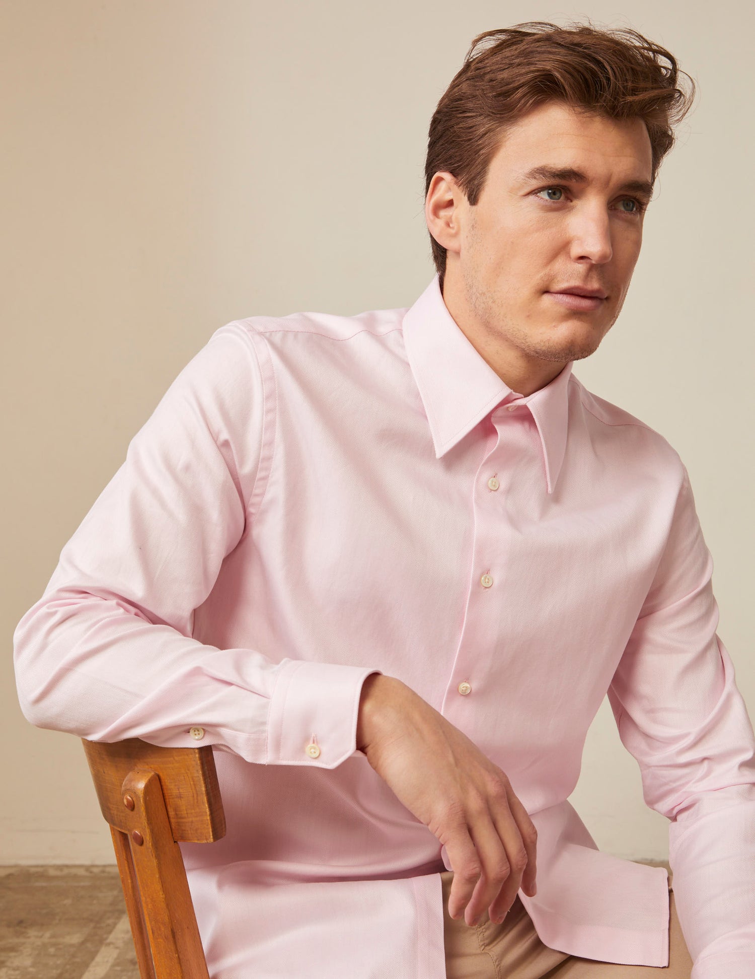 Light pink semi-fitted shirt - Chevron - Majestic Collar#5