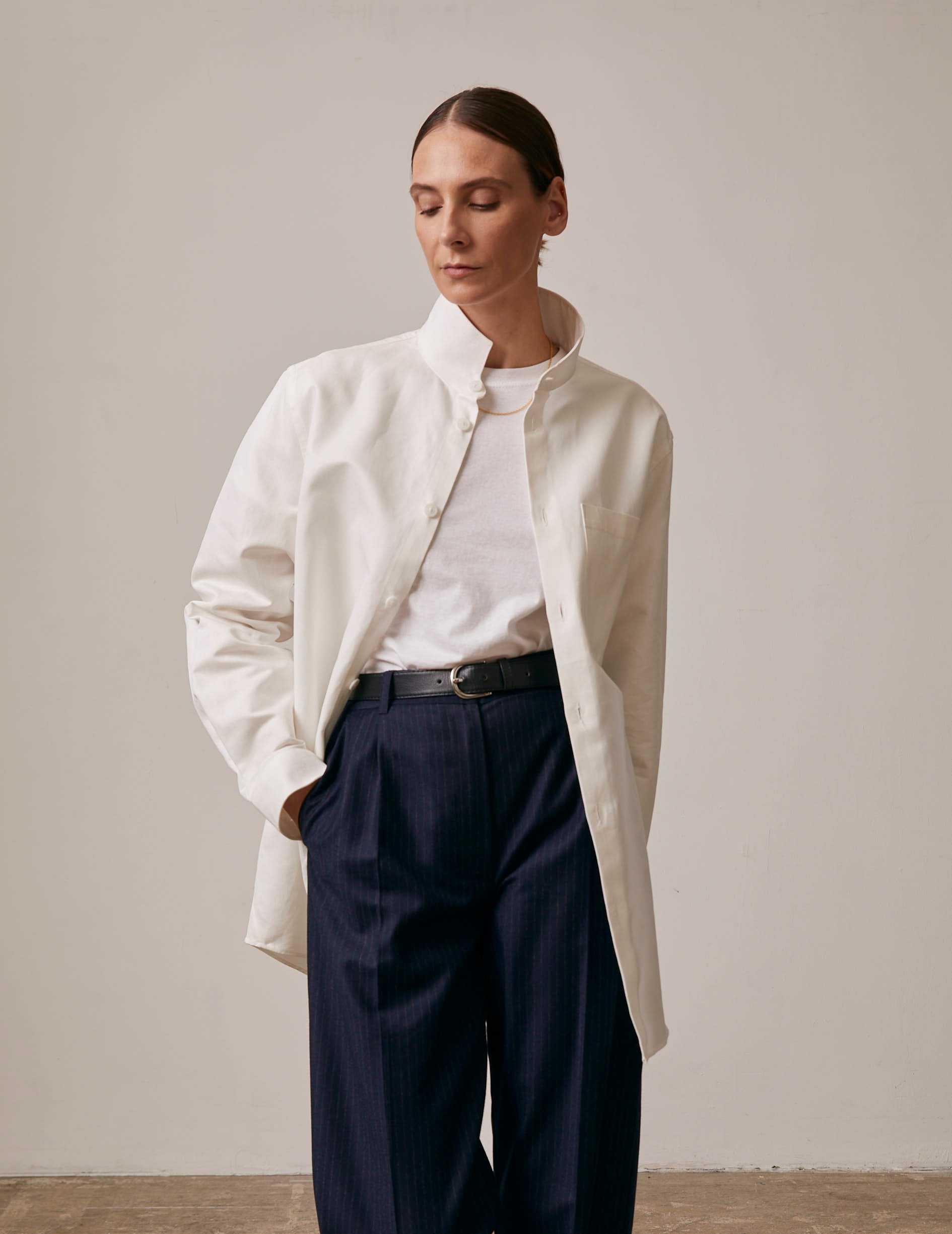 White Montmartre shirt - Lin - Right amount Collar