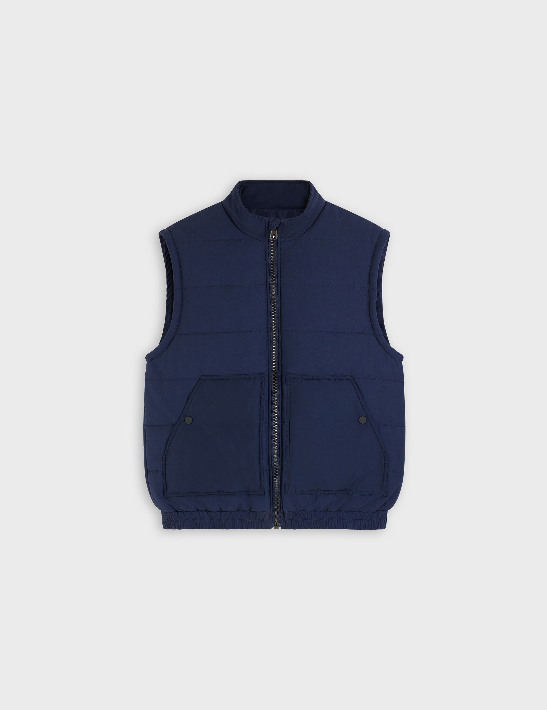 Hayden sleeveless down jacket in navy cotton