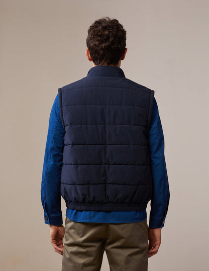 Hayden sleeveless down jacket in navy cotton