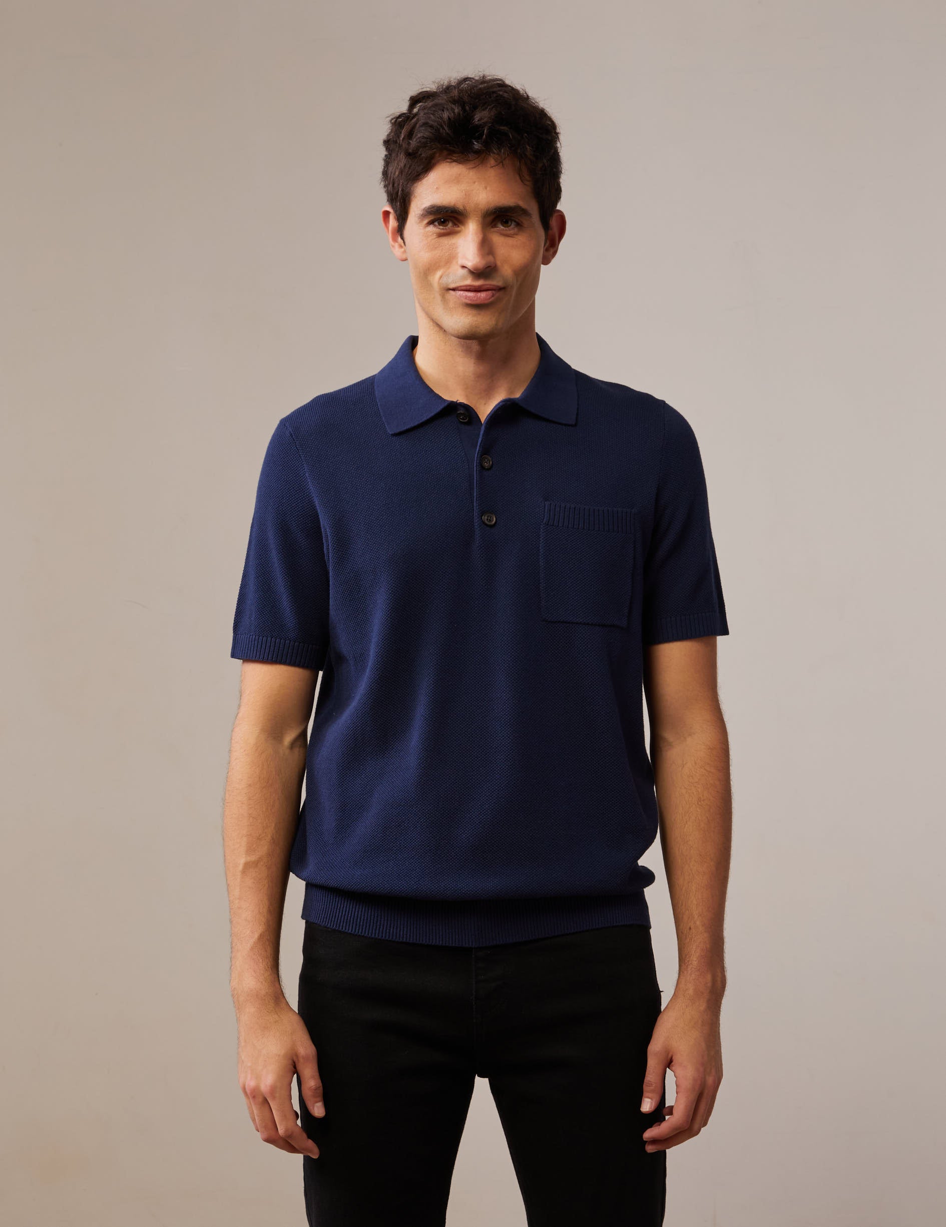 Félicien polo shirt in navy cotton