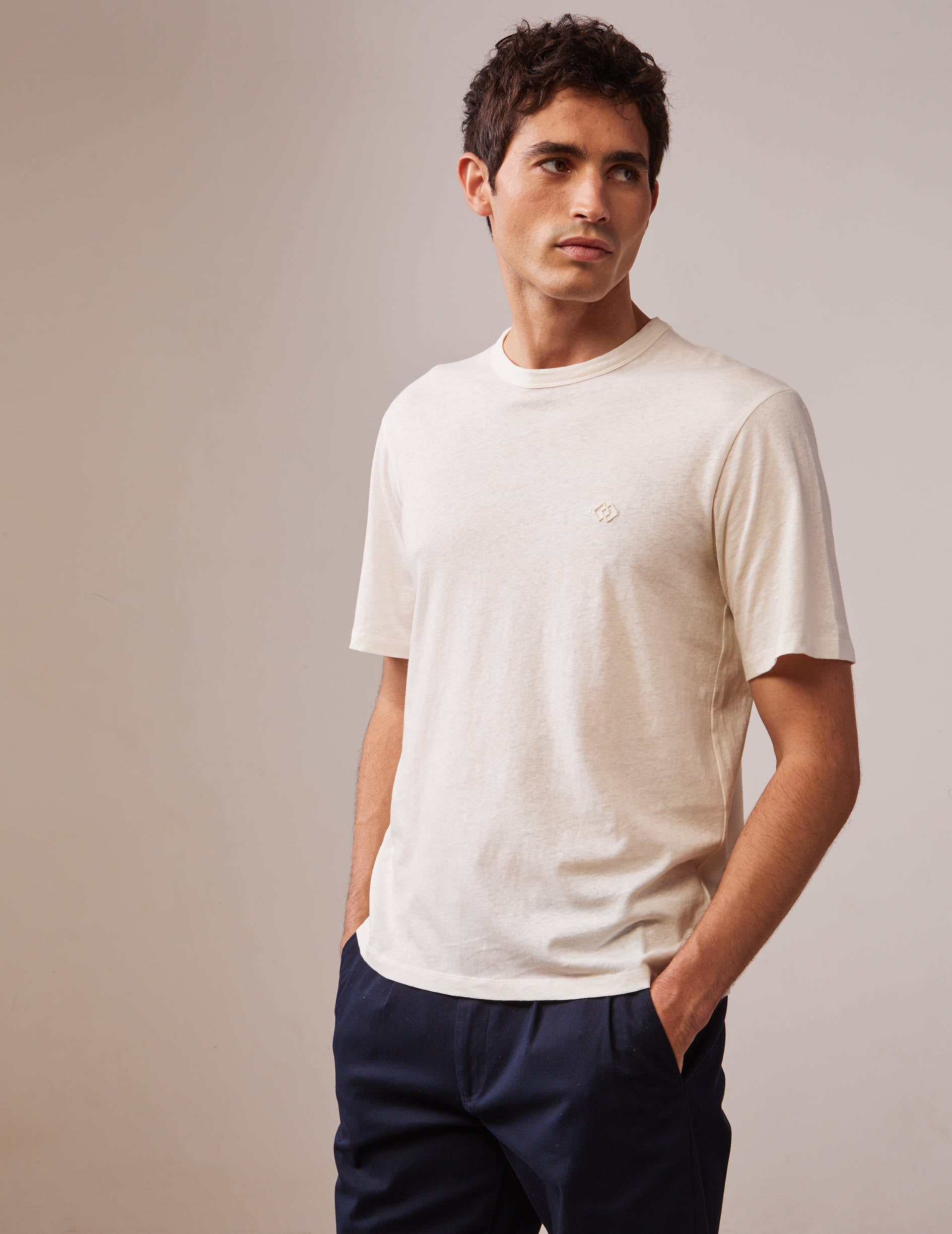 Benny t-shirt in ecru cotton and linen