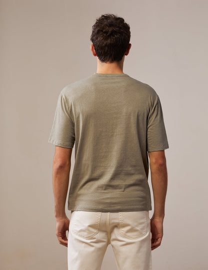 Benny T-shirt in khaki cotton and linen