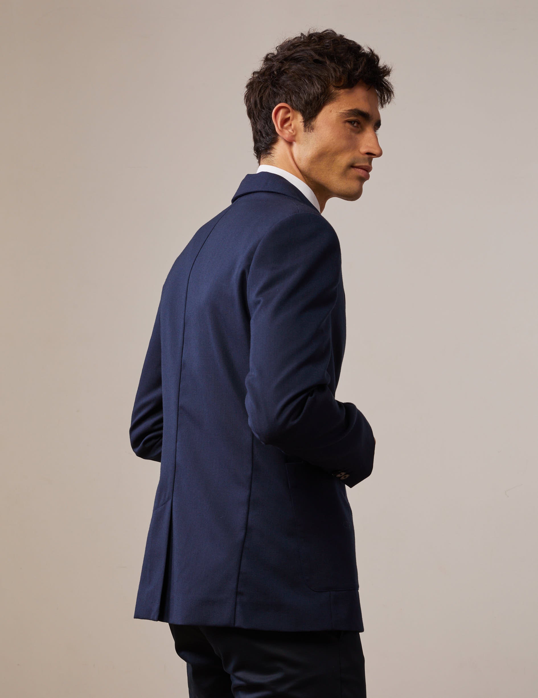 Hilton blazer in navy wool canvas