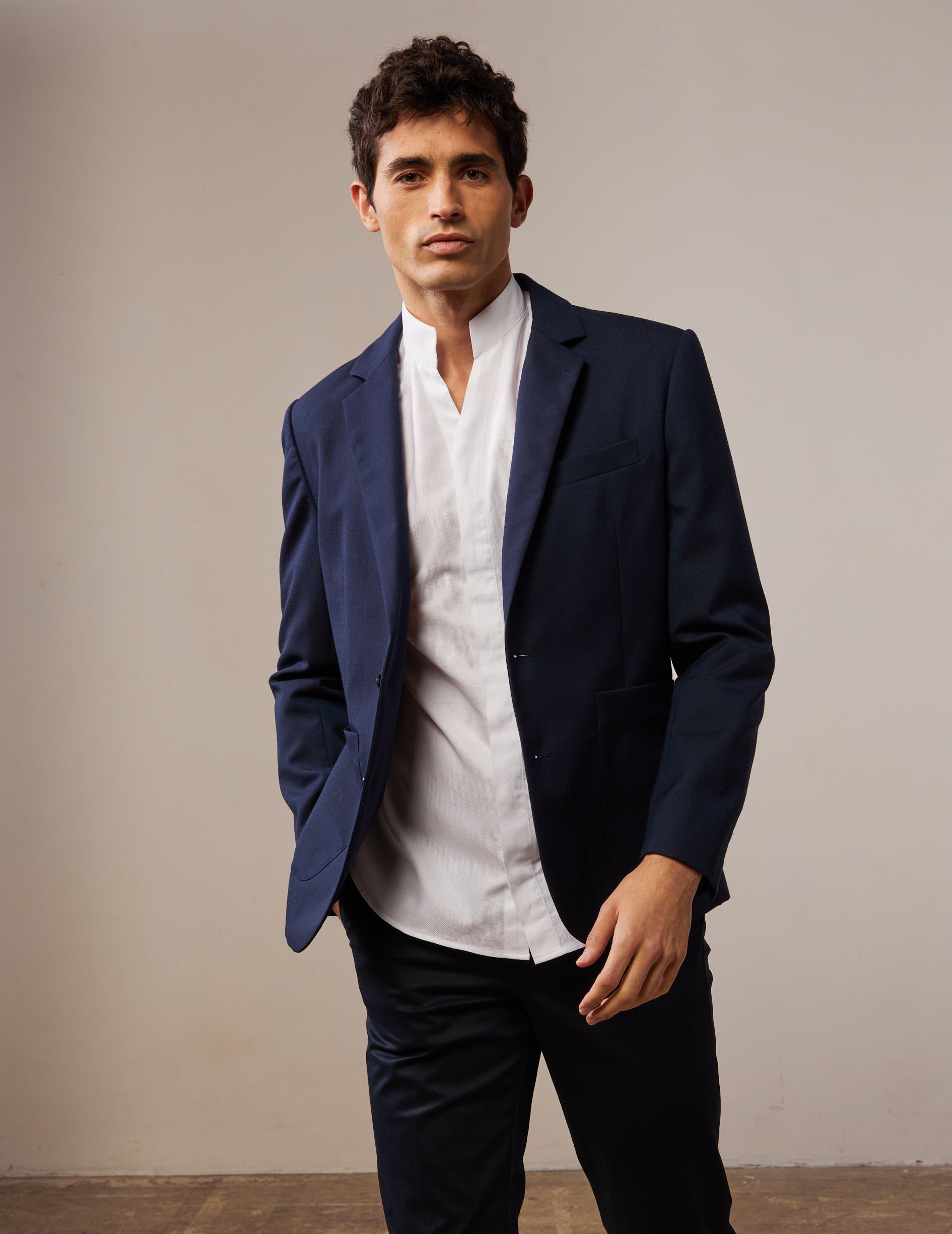 Hilton blazer in navy wool canvas