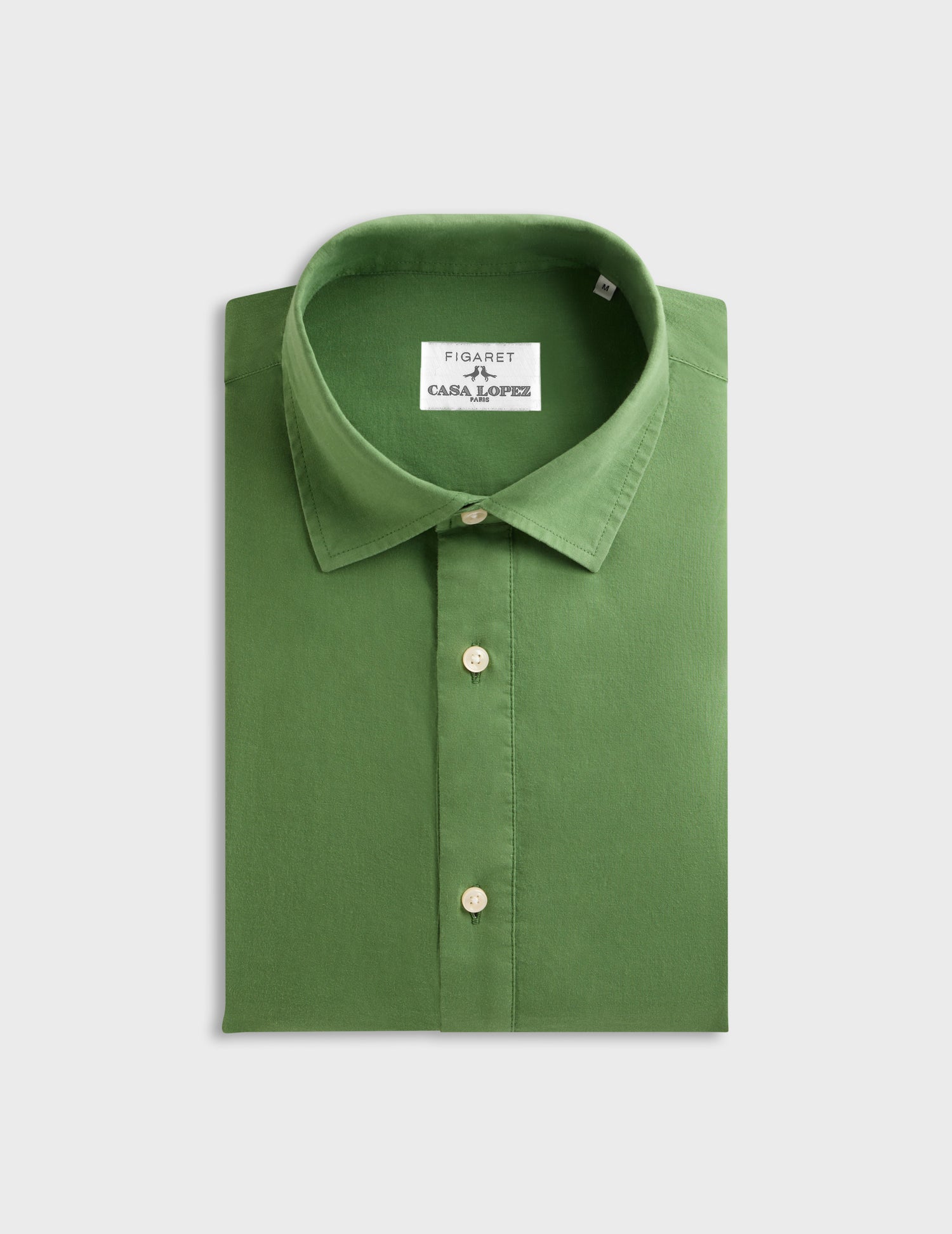 Green Cadaques shirt - Cotton voile - Shirt  Collar#9