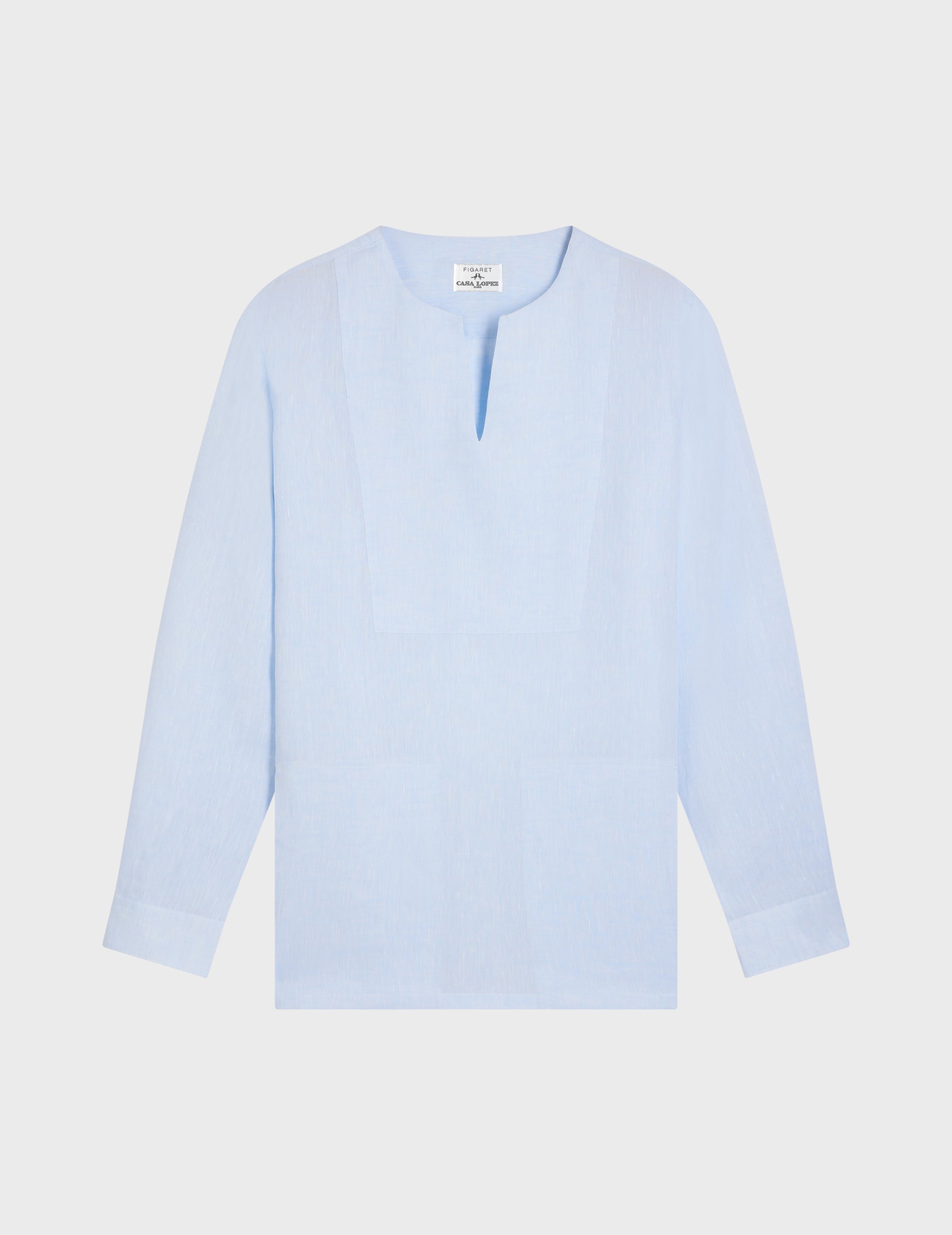 Light blue Formentera shirt - Linen - Tunisian Collar