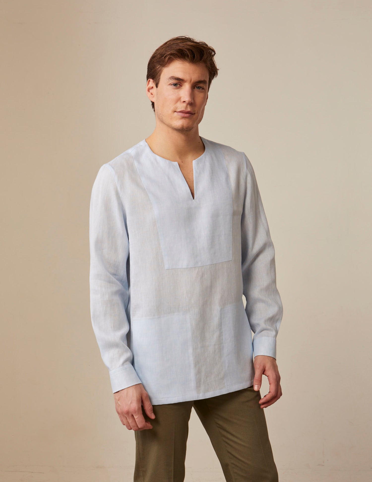 Light blue Formentera shirt - Linen - Tunisian Collar#4