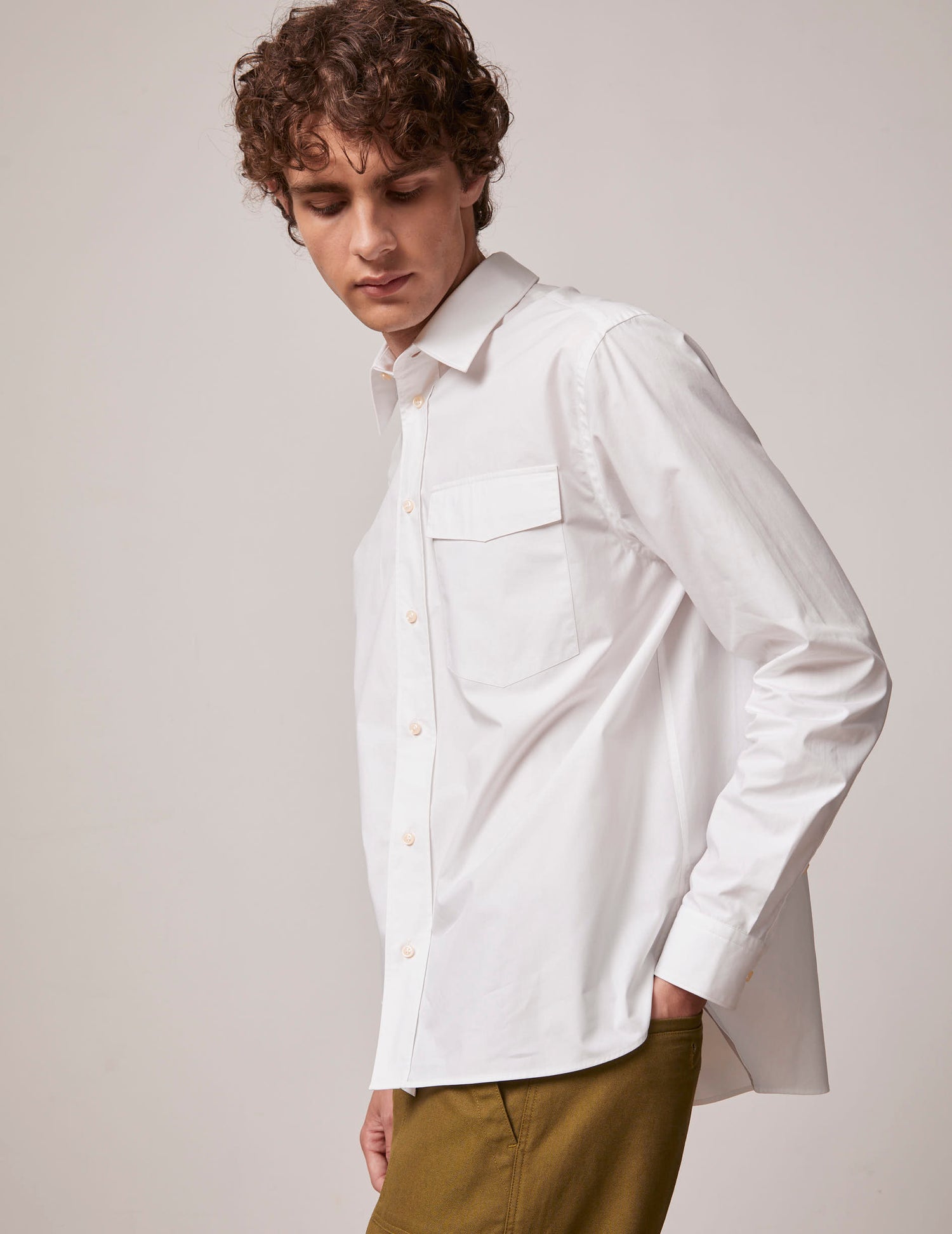 Long white Marais shirt - Poplin - French Collar#3