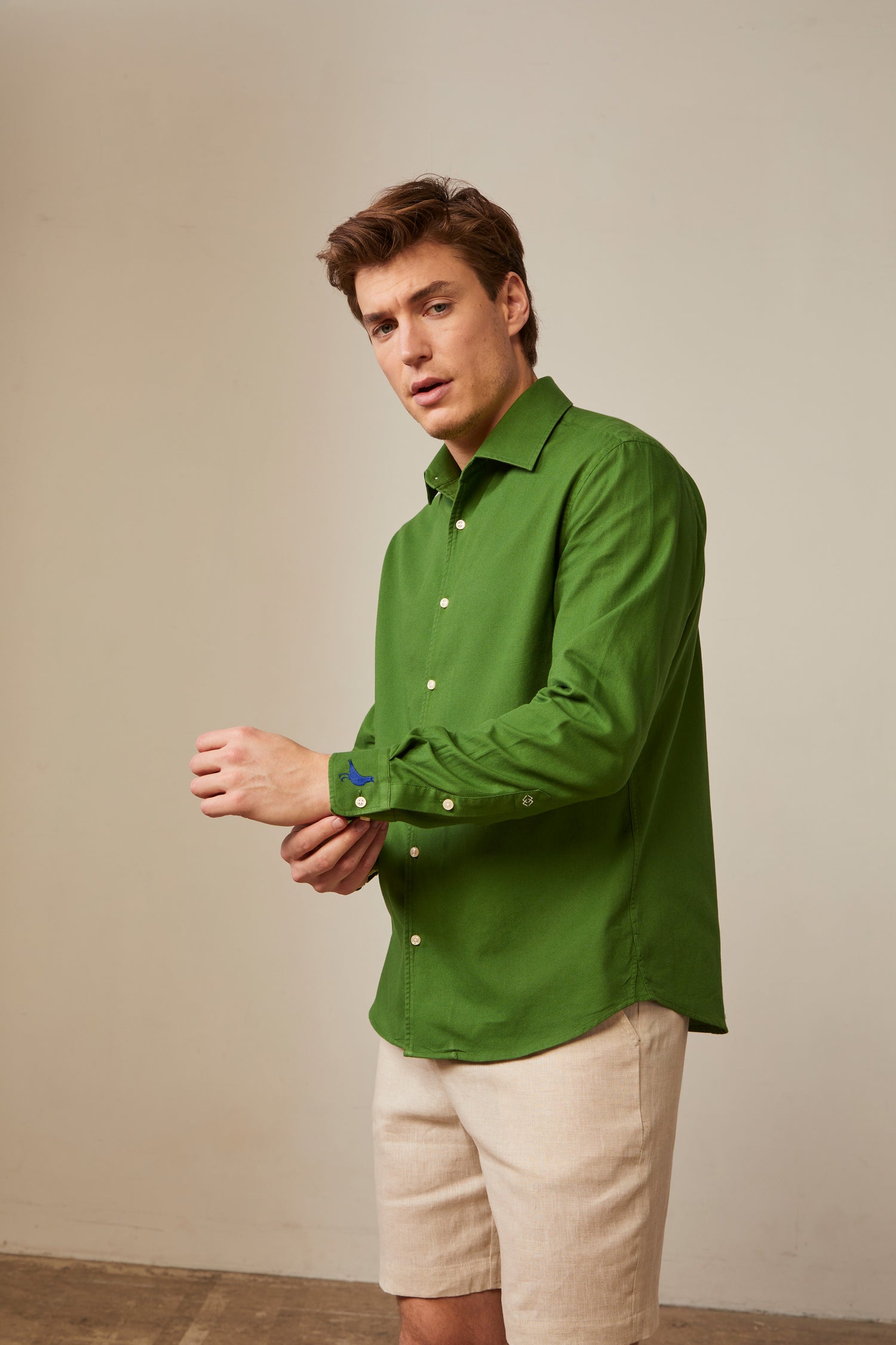 Pedro green shirt - Piqué cotton - Shirt Collar#4