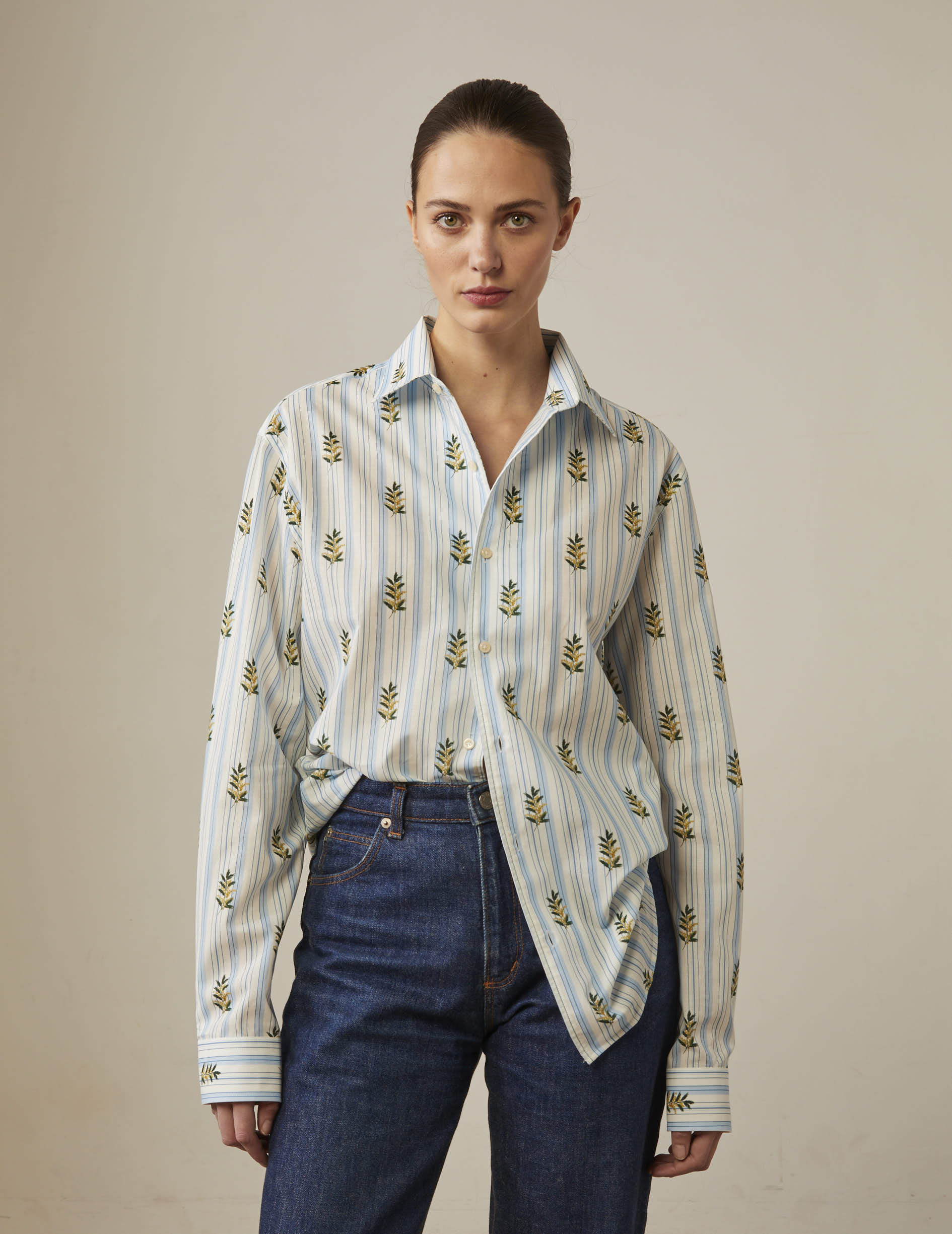 Mimosa print Pedro shirt - Cotton voile - Shirt Collar