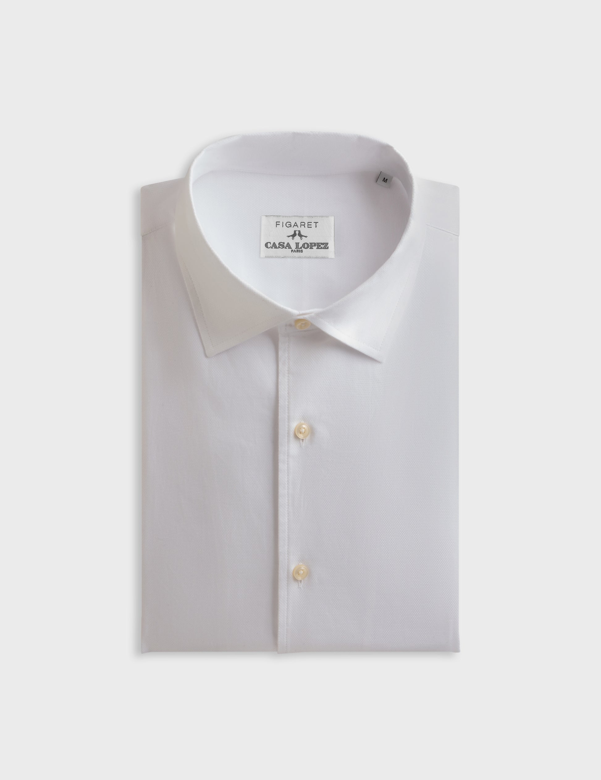 White Pedro shirt - Piqué cotton - Shirt Collar