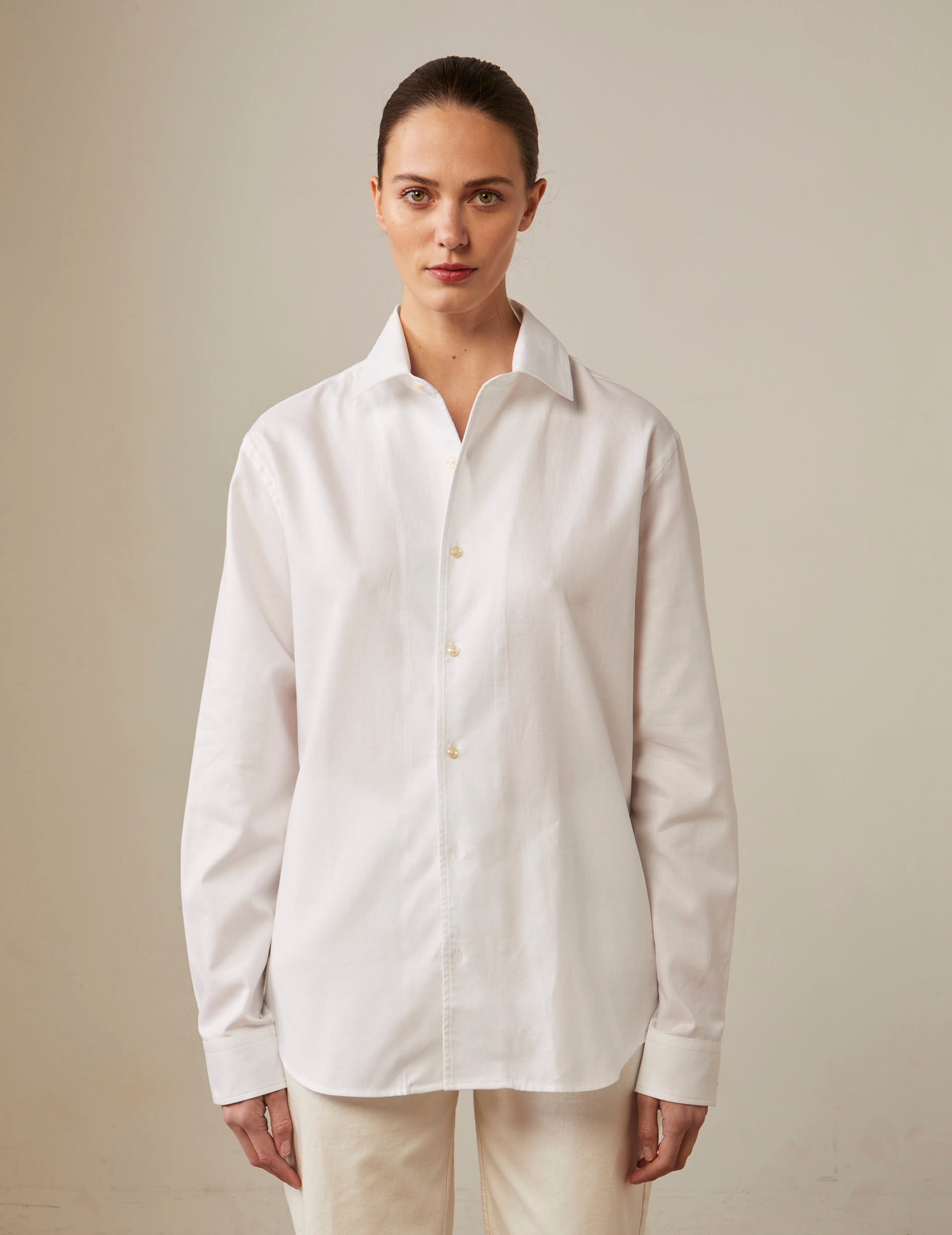 White Pedro shirt - Piqué cotton - Shirt Collar