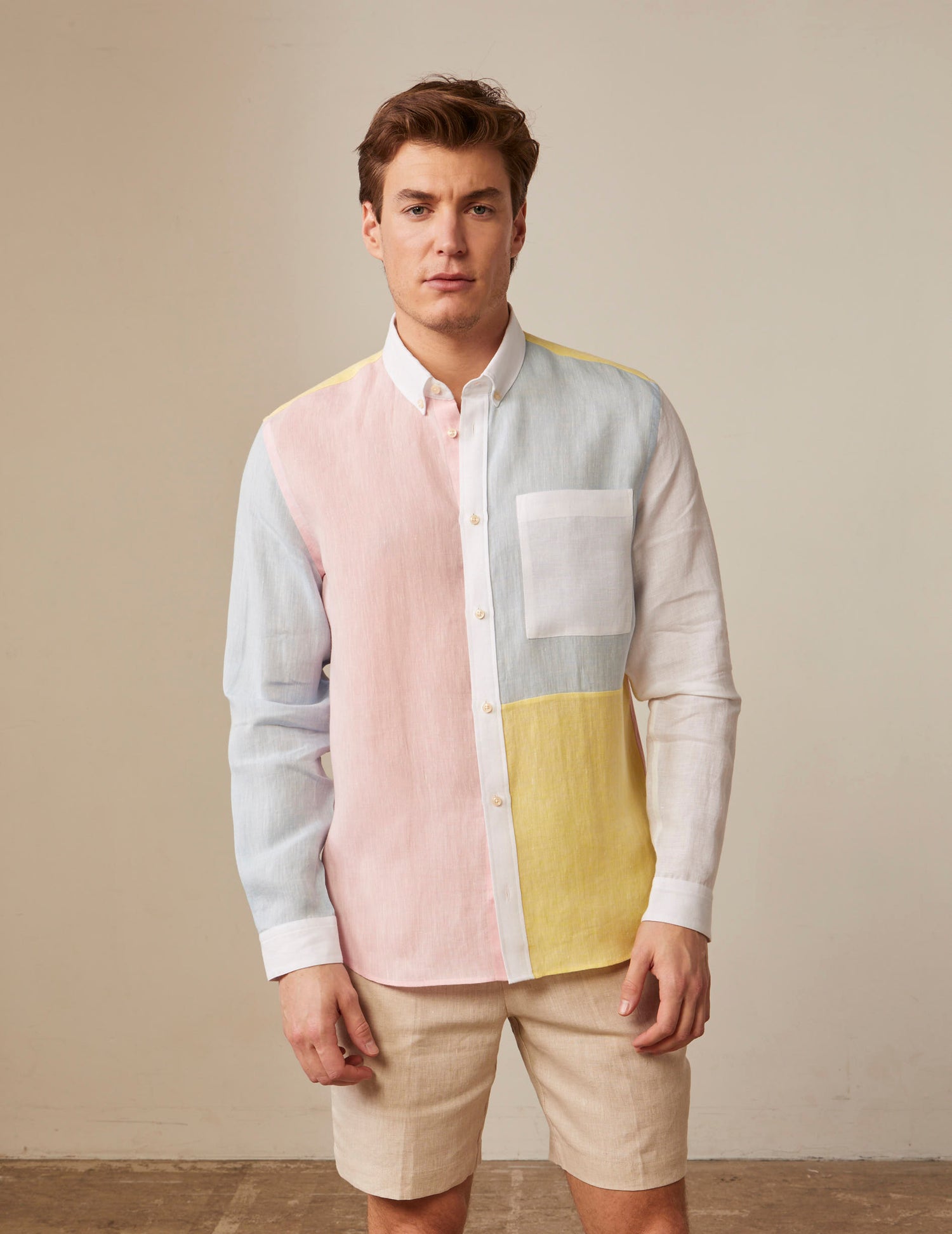 Multicolor William fun shirt - Linen - American Collar#4