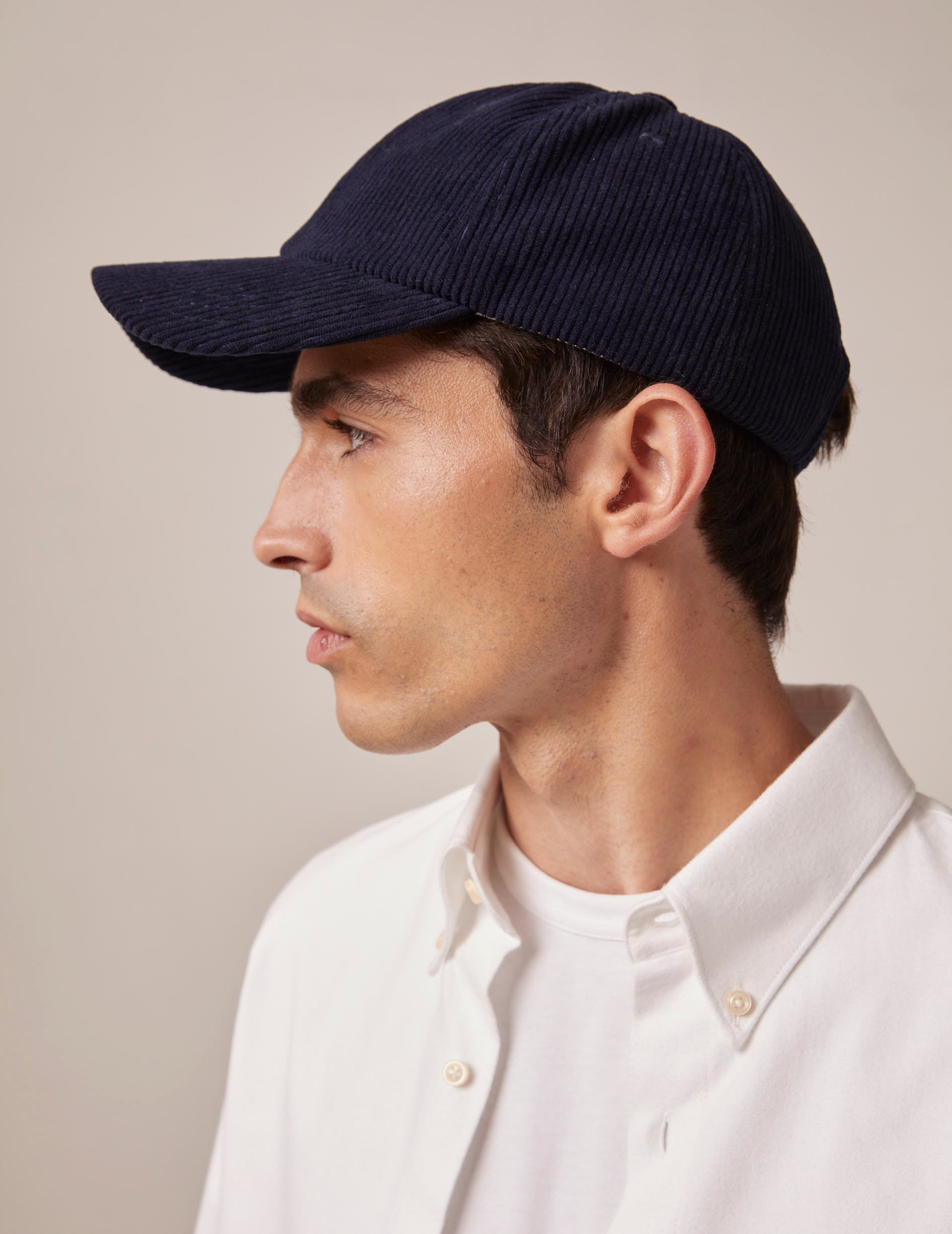 Navy velvet cap