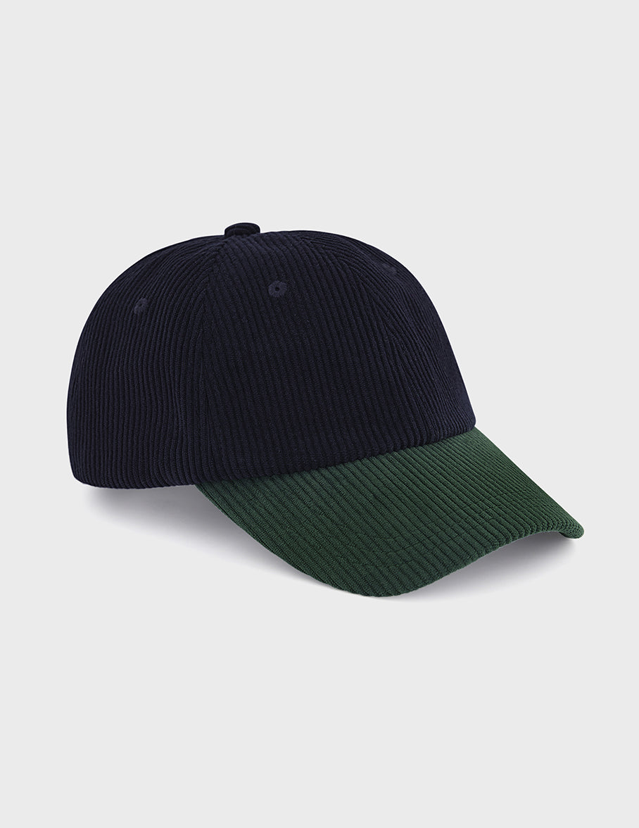 Navy and green velvet cap 