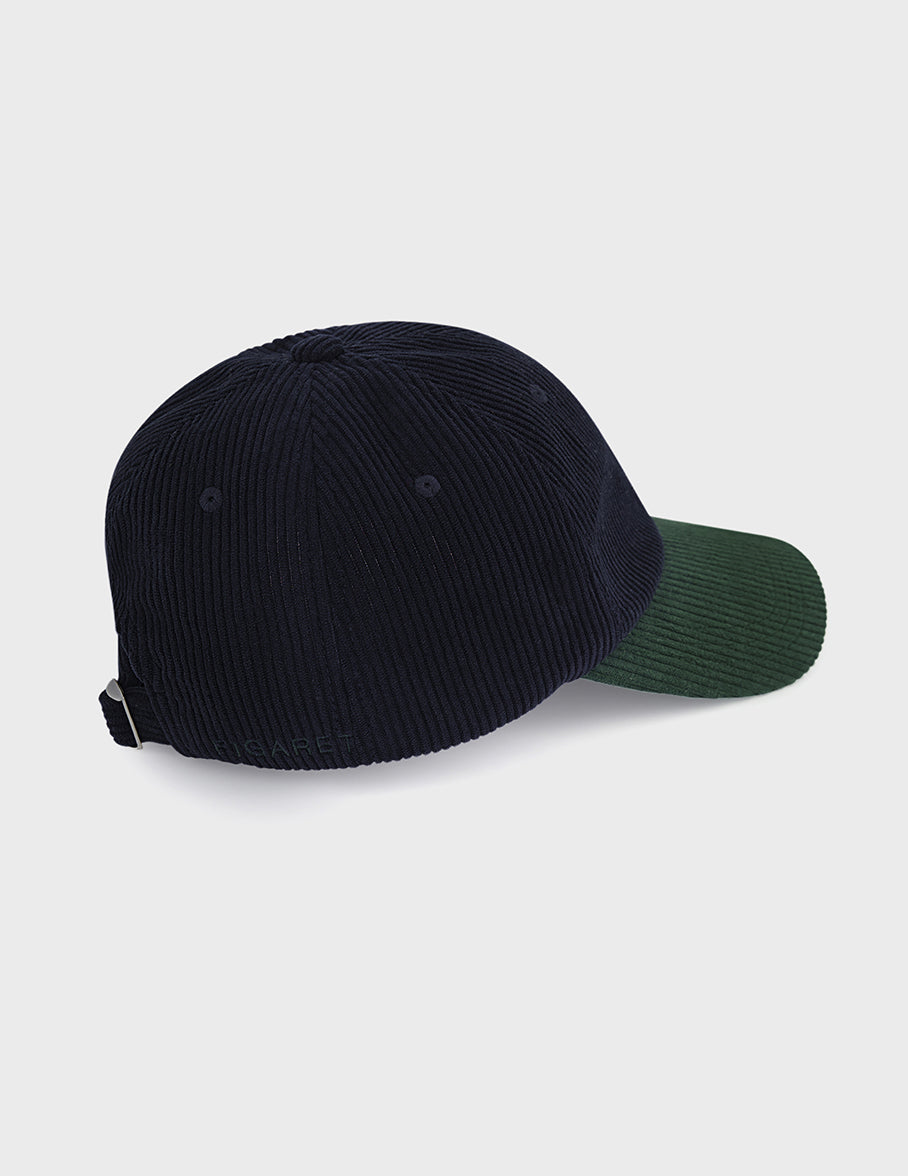 Navy and green velvet cap 