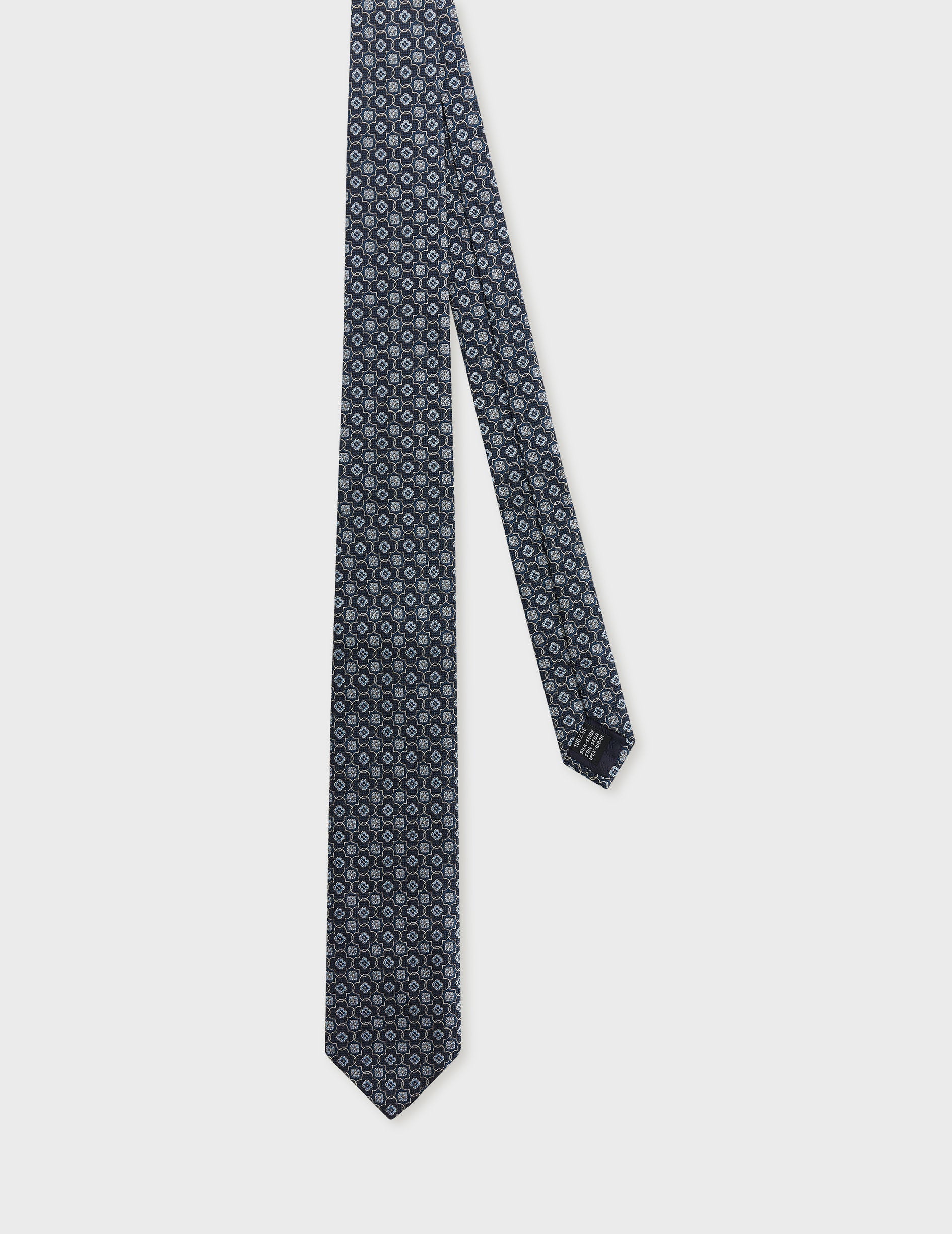 navy pattern Silk twill tie 