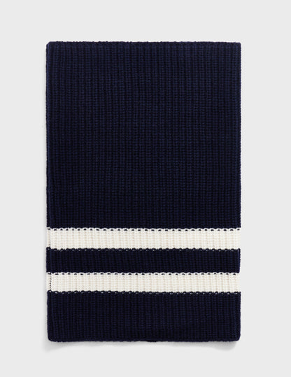 Navy and ecru knit neck warmer