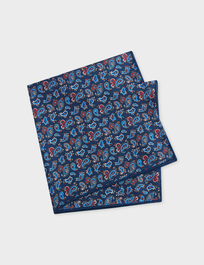 Navy pattern twill pocket square