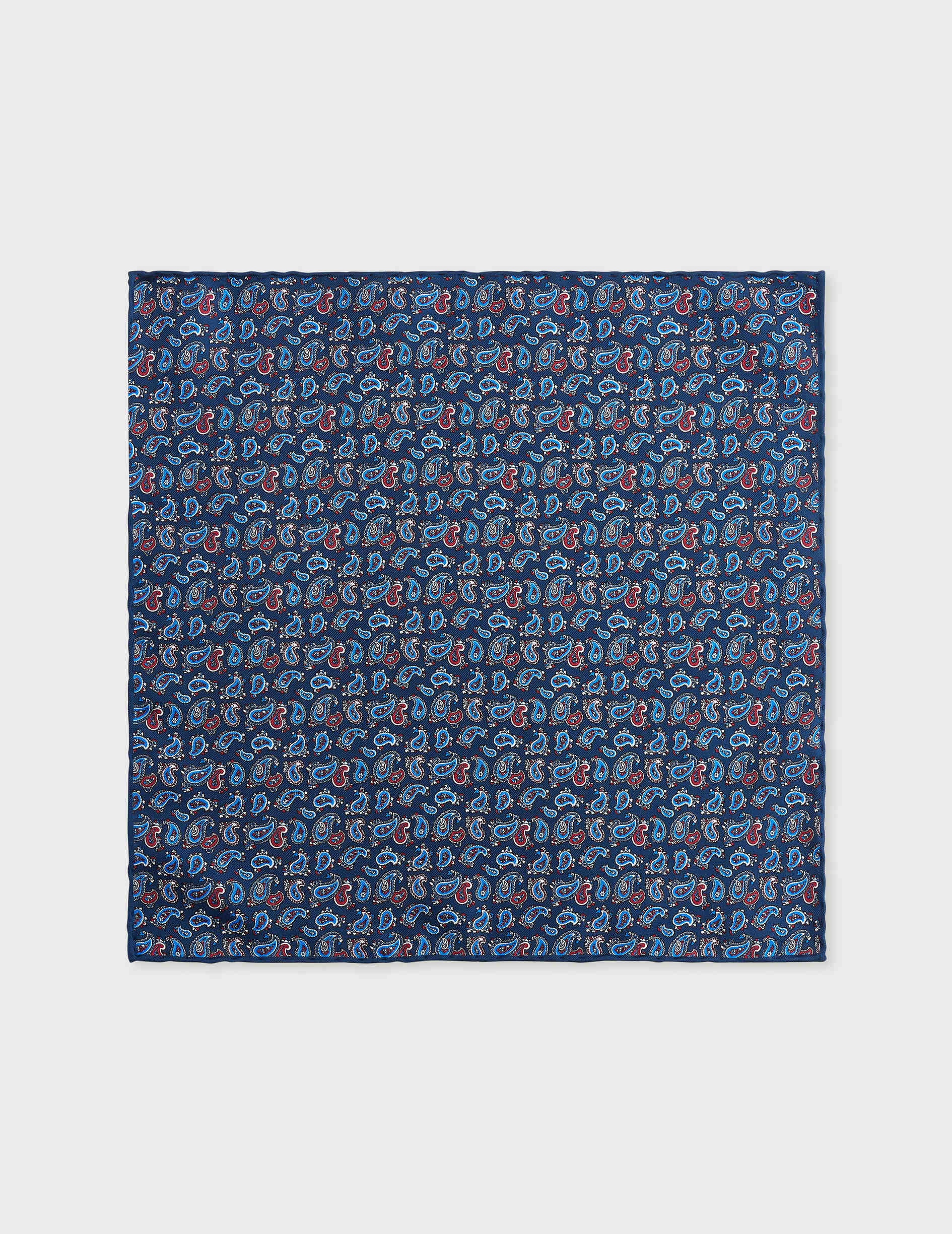 Navy pattern twill pocket square