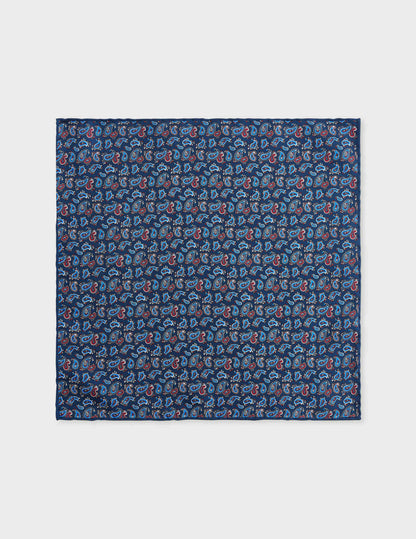 Navy pattern twill pocket square