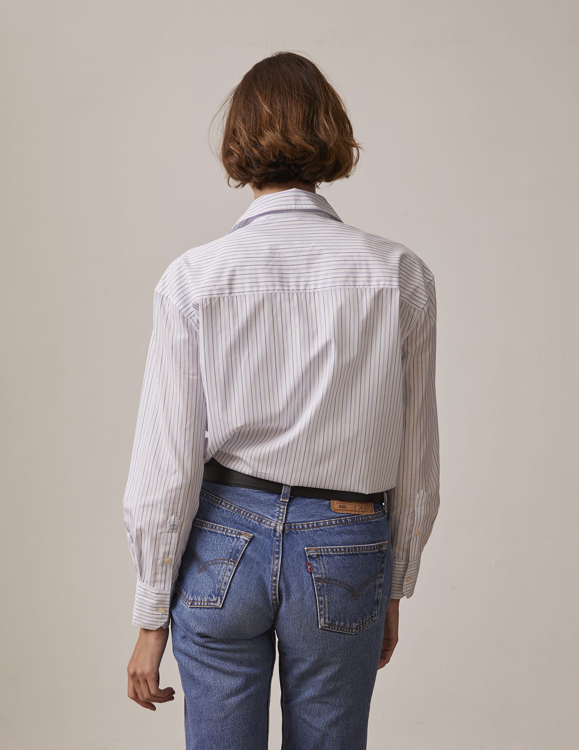 blue striped Amber shirt - Poplin - Shirt Collar