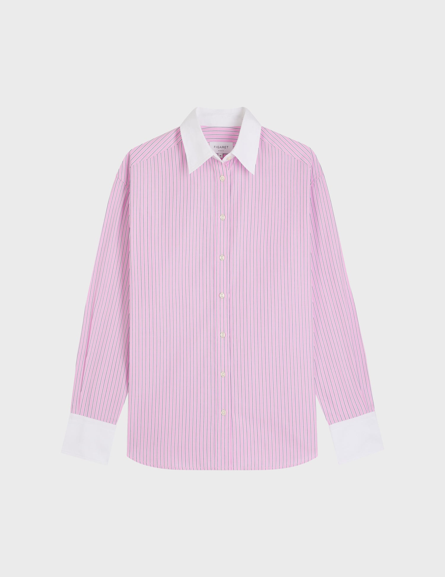 Pink striped Amber shirt - Poplin - Shirt Collar#4