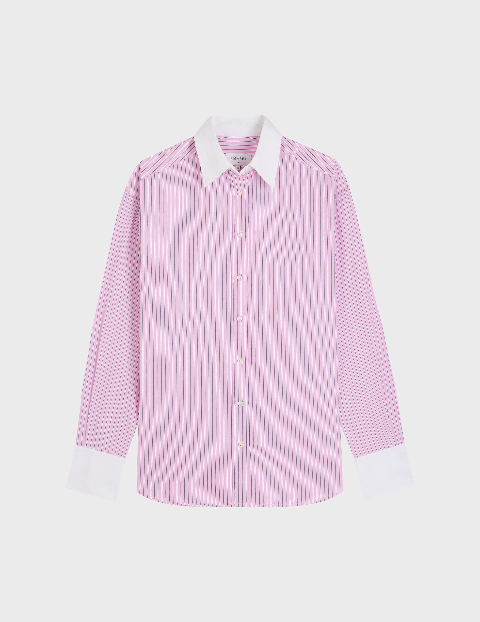 Pink striped Amber shirt - Poplin - Shirt Collar