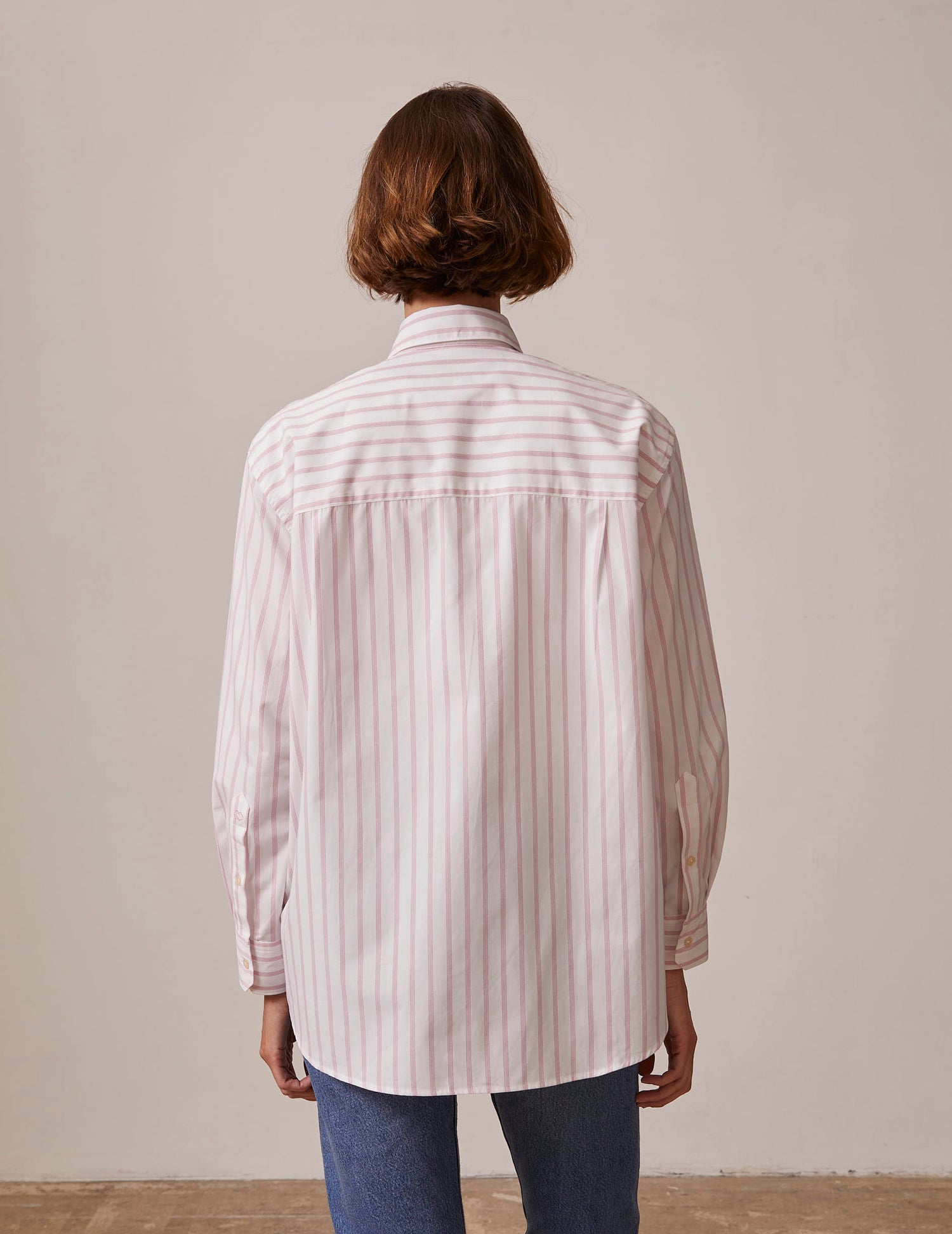Delina pink striped shirt - Poplin - Shirt Collar#2