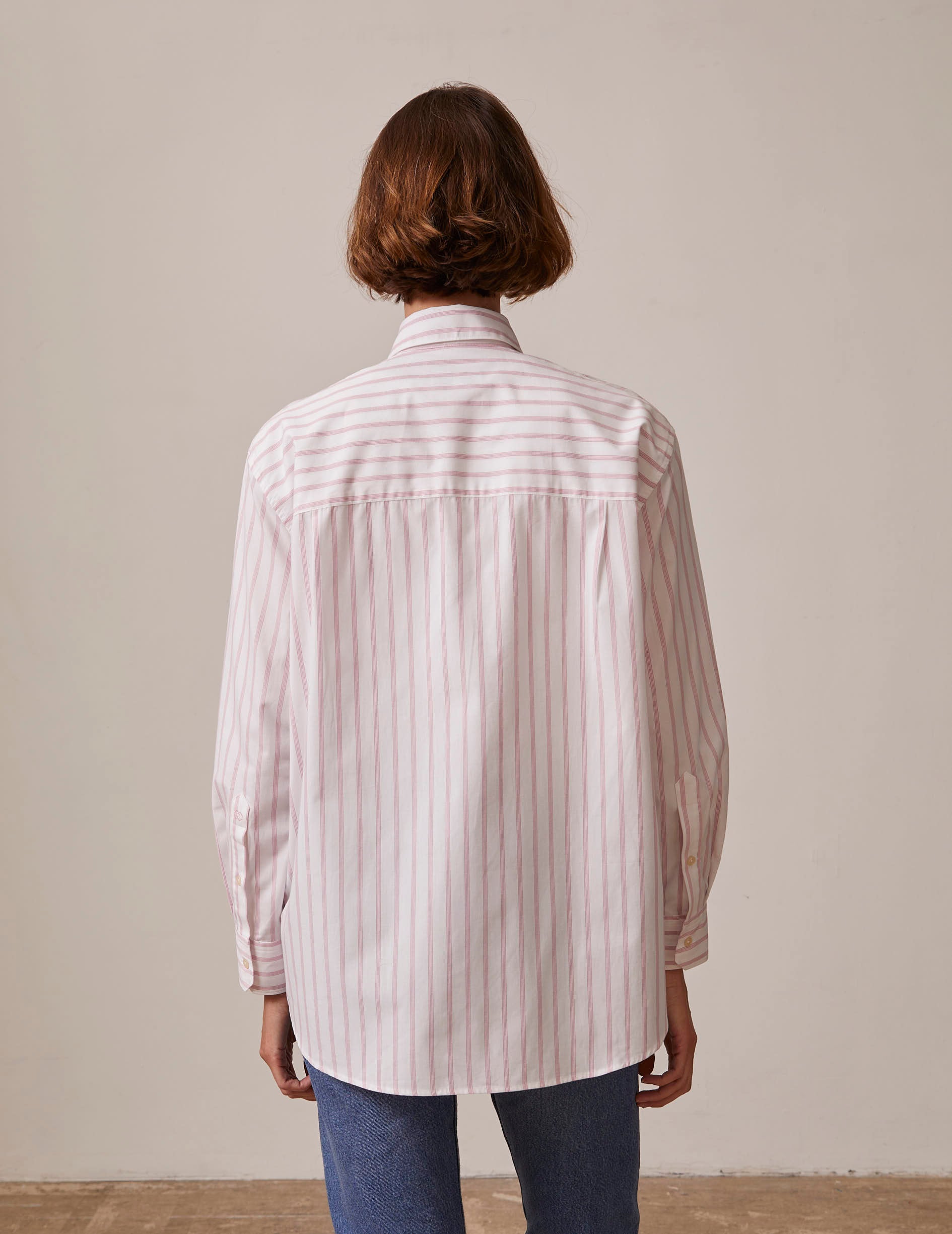 Delina pink striped shirt - Poplin - Shirt Collar