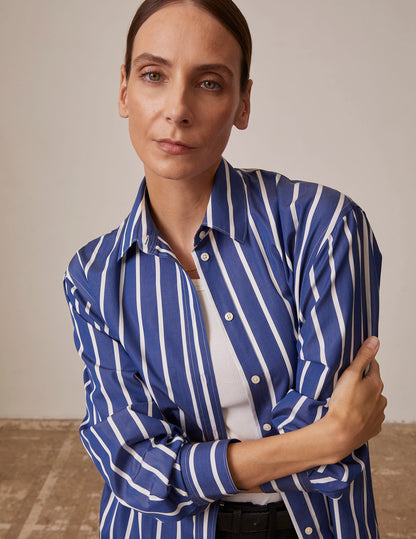 navy blue striped Delina shirt